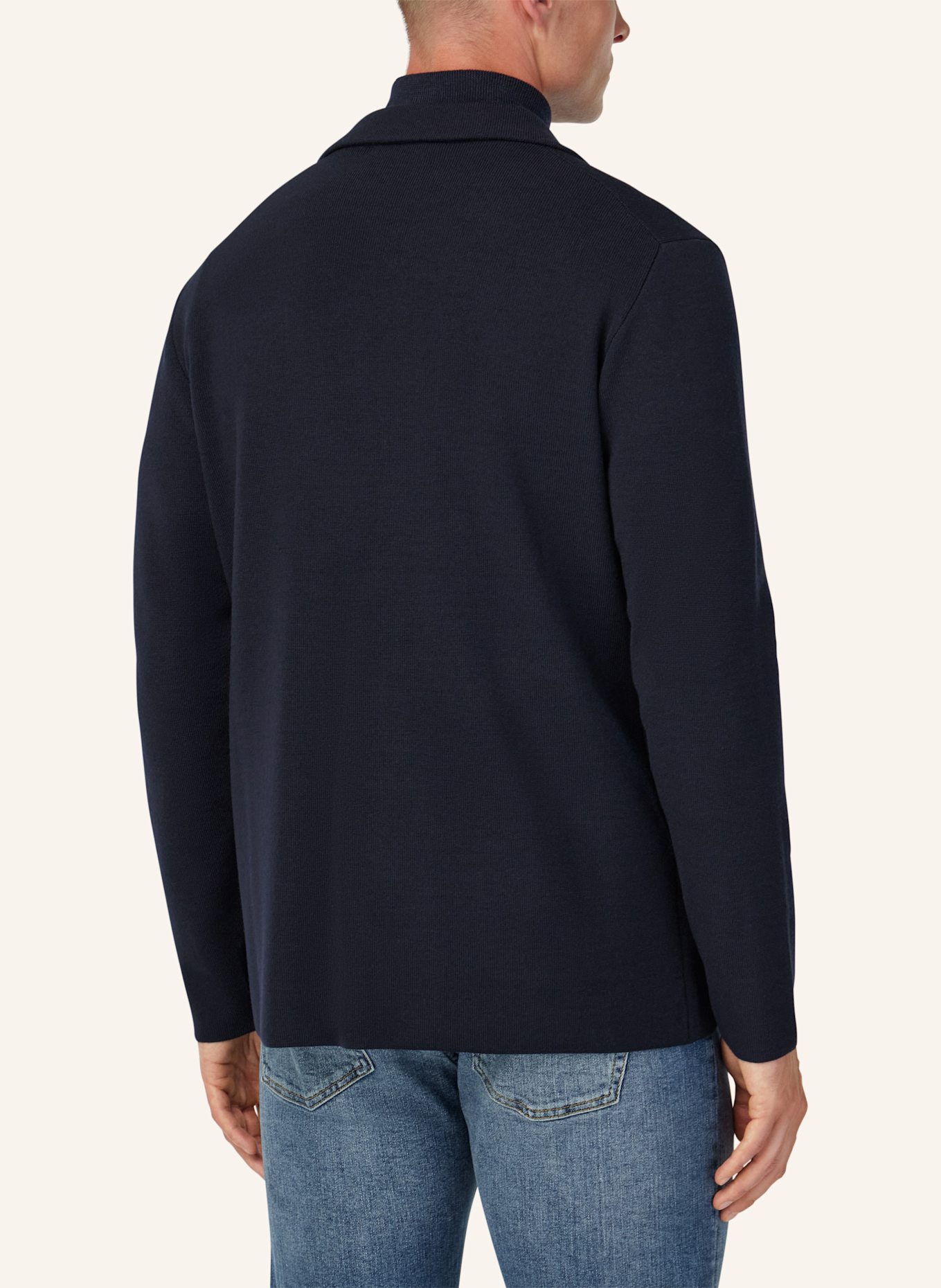 BOGGI MILANO Knitted Merino Wool Single-Breasted Jacket: BLAU