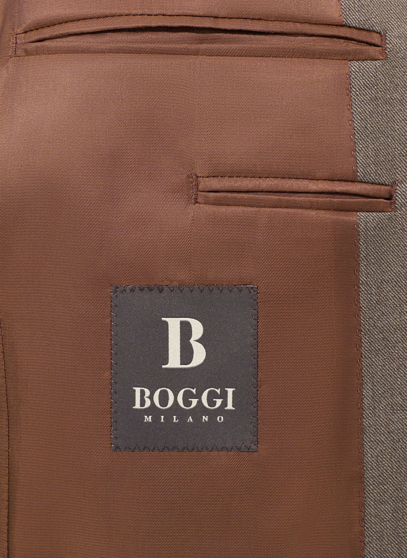 BOGGI MILANO Diagonal Suit in Stretch Wool: TAUPE