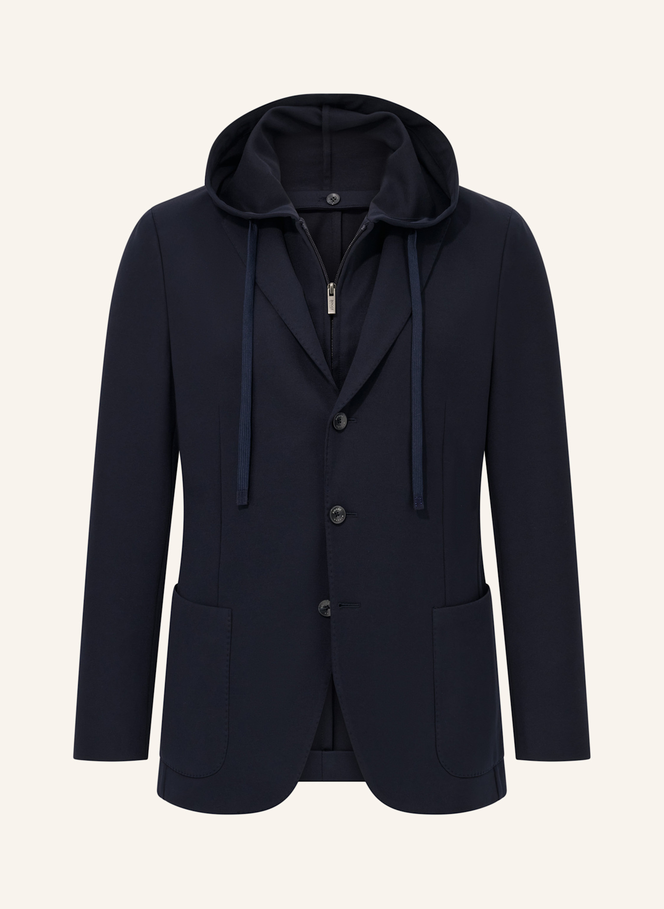 BOGGI MILANO Madison Sweatshirt Jacket in a Stretch Cotton Blend: DUNKELBLAU