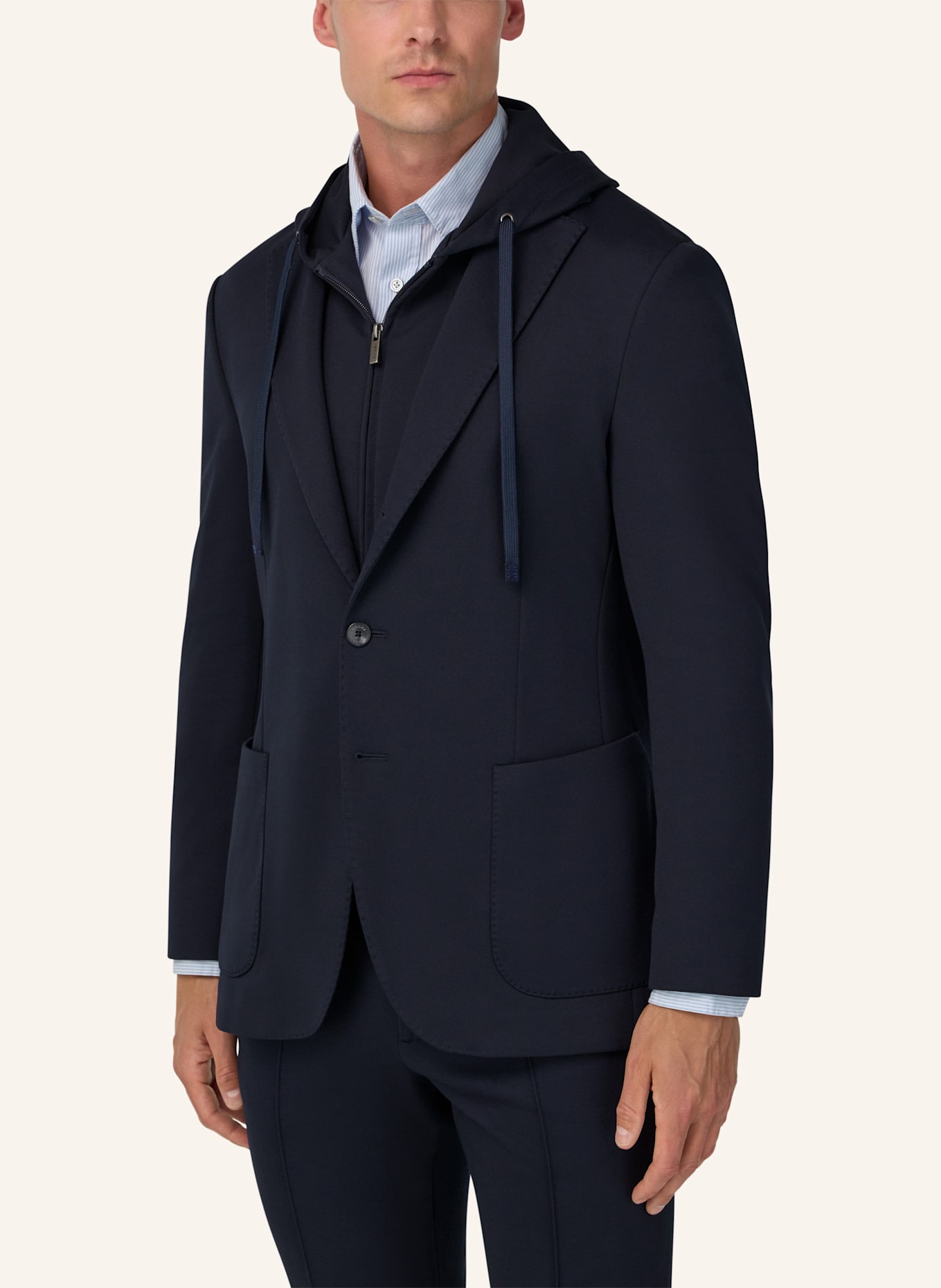 BOGGI MILANO Madison Sweatshirt Jacket in a Stretch Cotton Blend: DUNKELBLAU