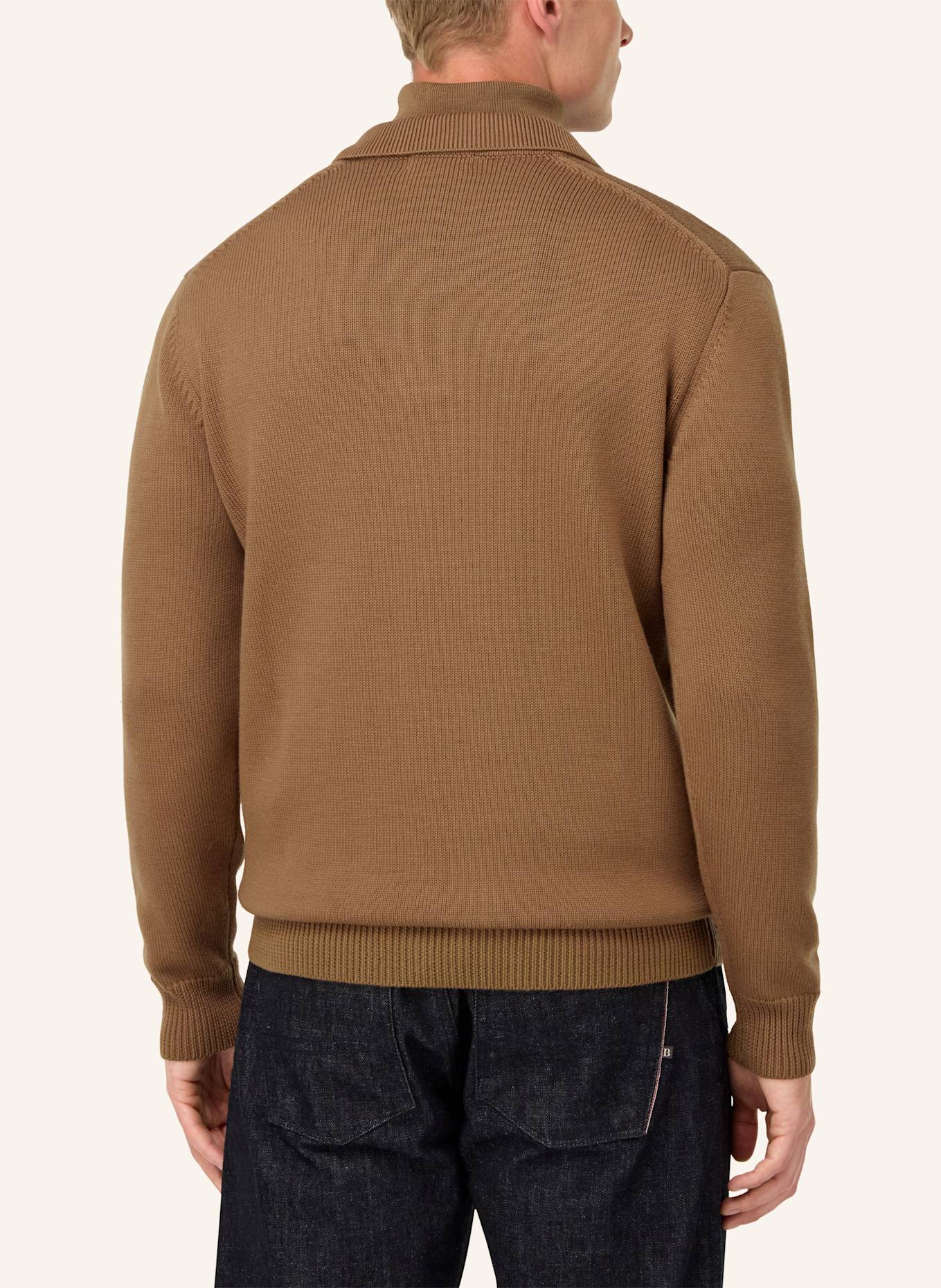 BOGGI MILANO Strick-Poloshirt: BRAUN