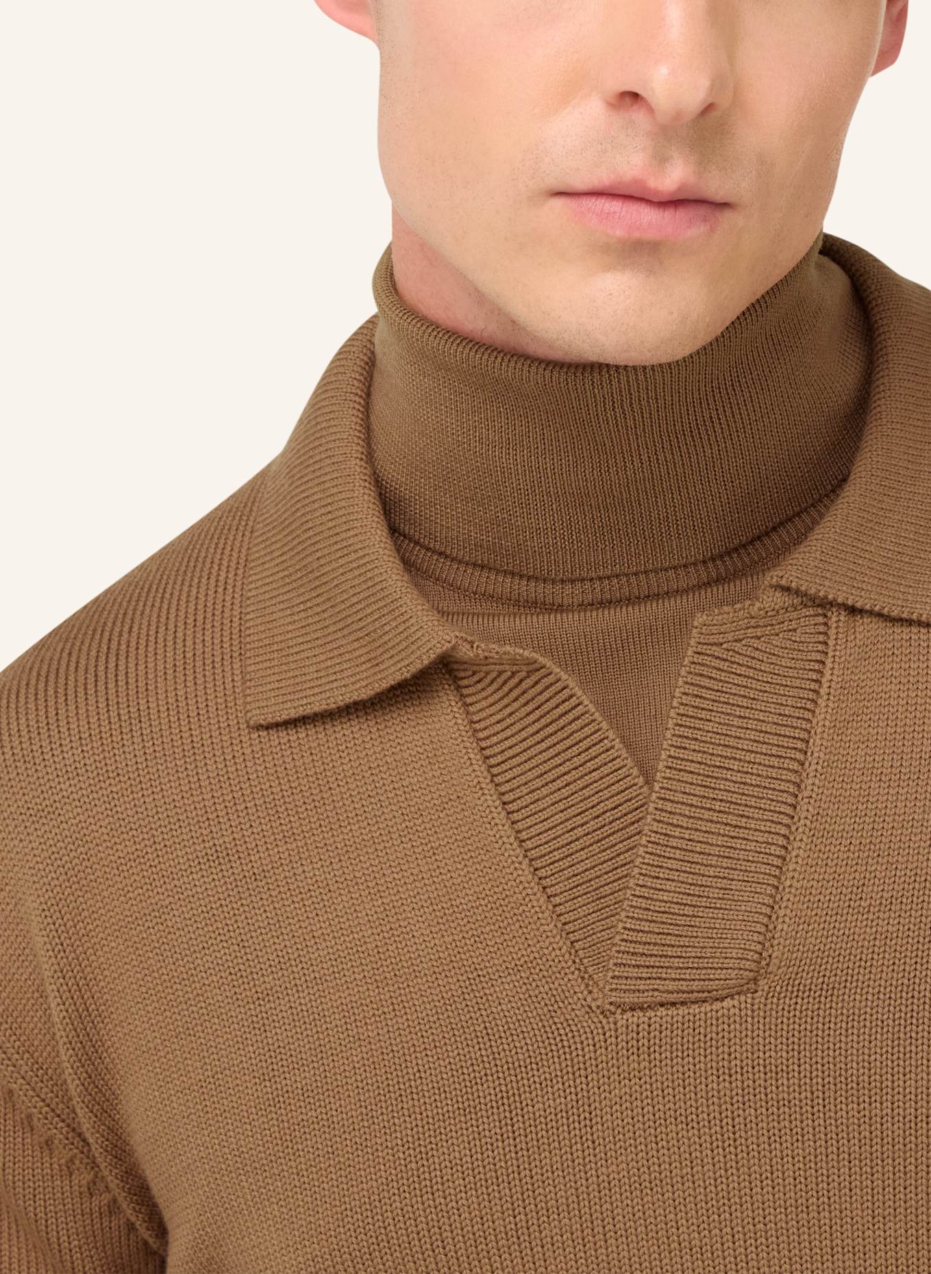 BOGGI MILANO Strick-Poloshirt: BRAUN