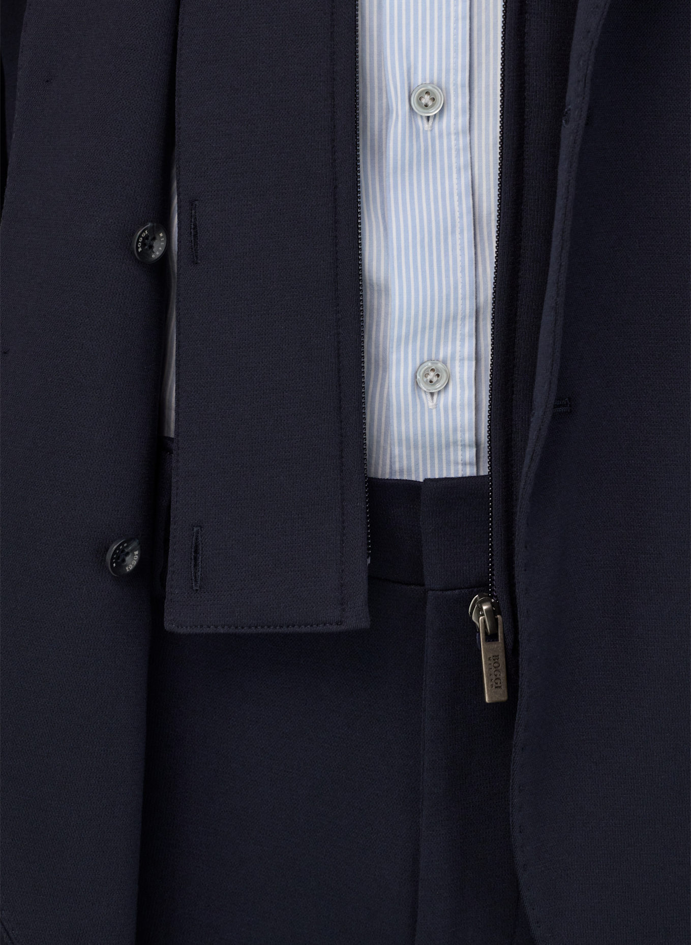 BOGGI MILANO Madison Sweatshirt Jacket in a Stretch Cotton Blend: DUNKELBLAU