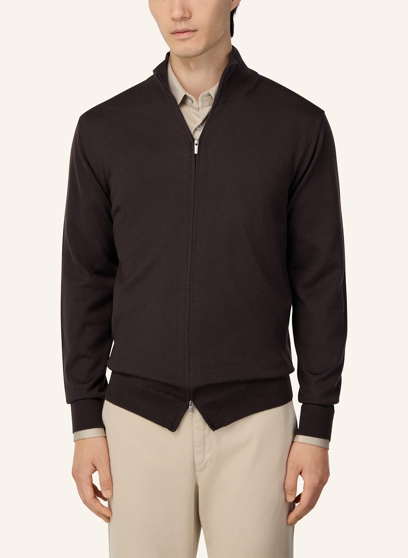 BOGGI MILANO Strickjacke: DUNKELBRAUN