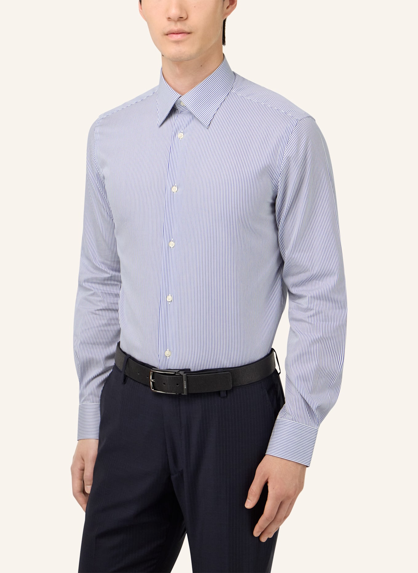 BOGGI MILANO Regular Fit Striped Cotton Shirt: BLAU