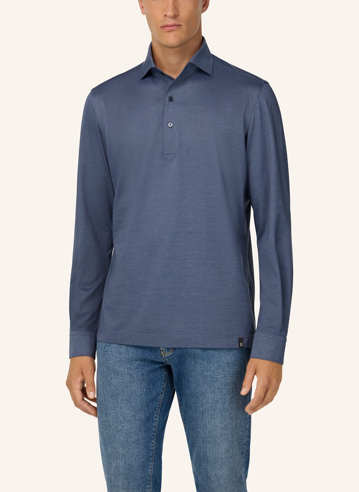 BOGGI MILANO Jersey-Poloshirt: HELLBLAU