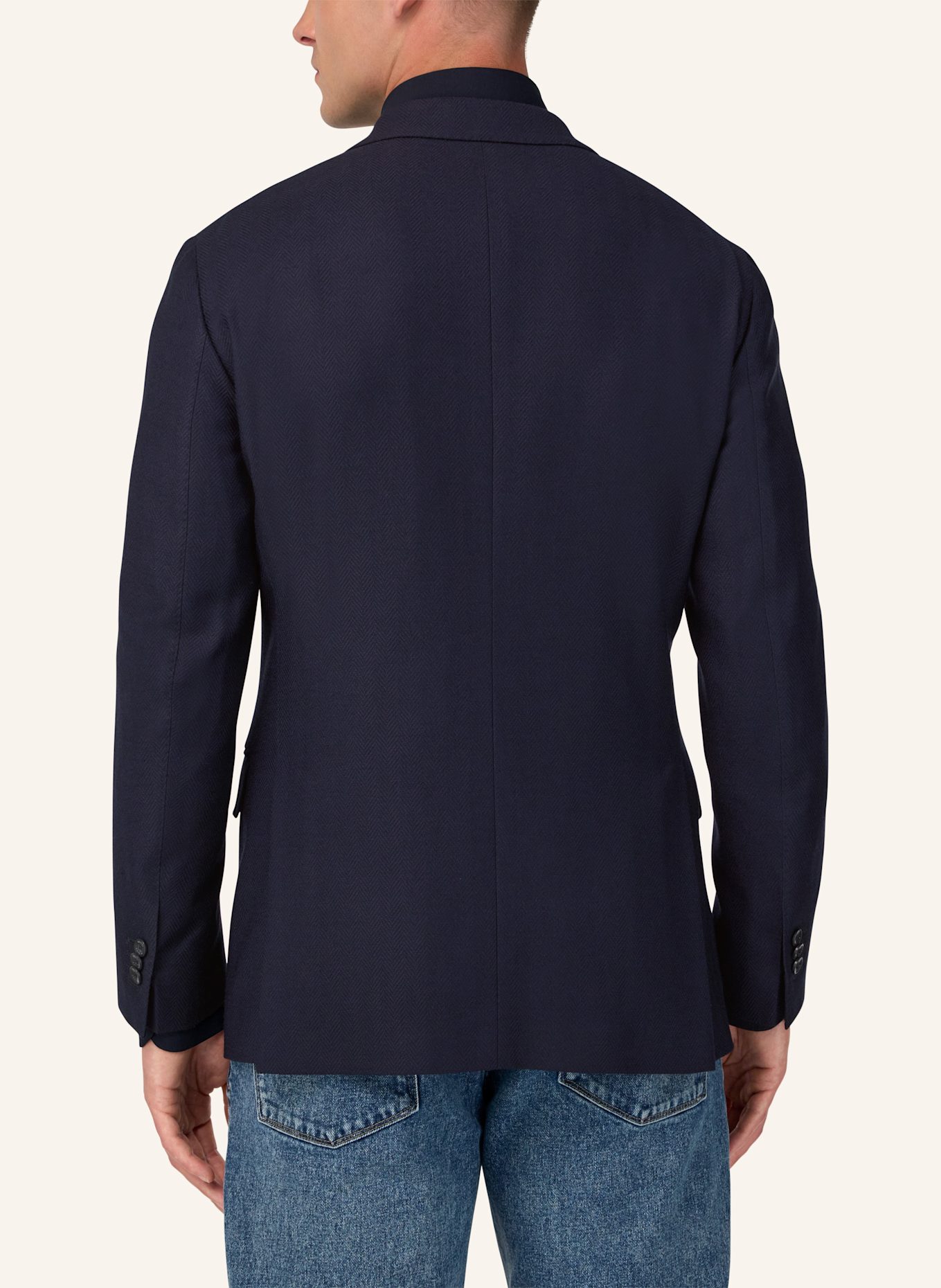 BOGGI MILANO Herringbone Stretch Wool Jacket: DUNKELBLAU