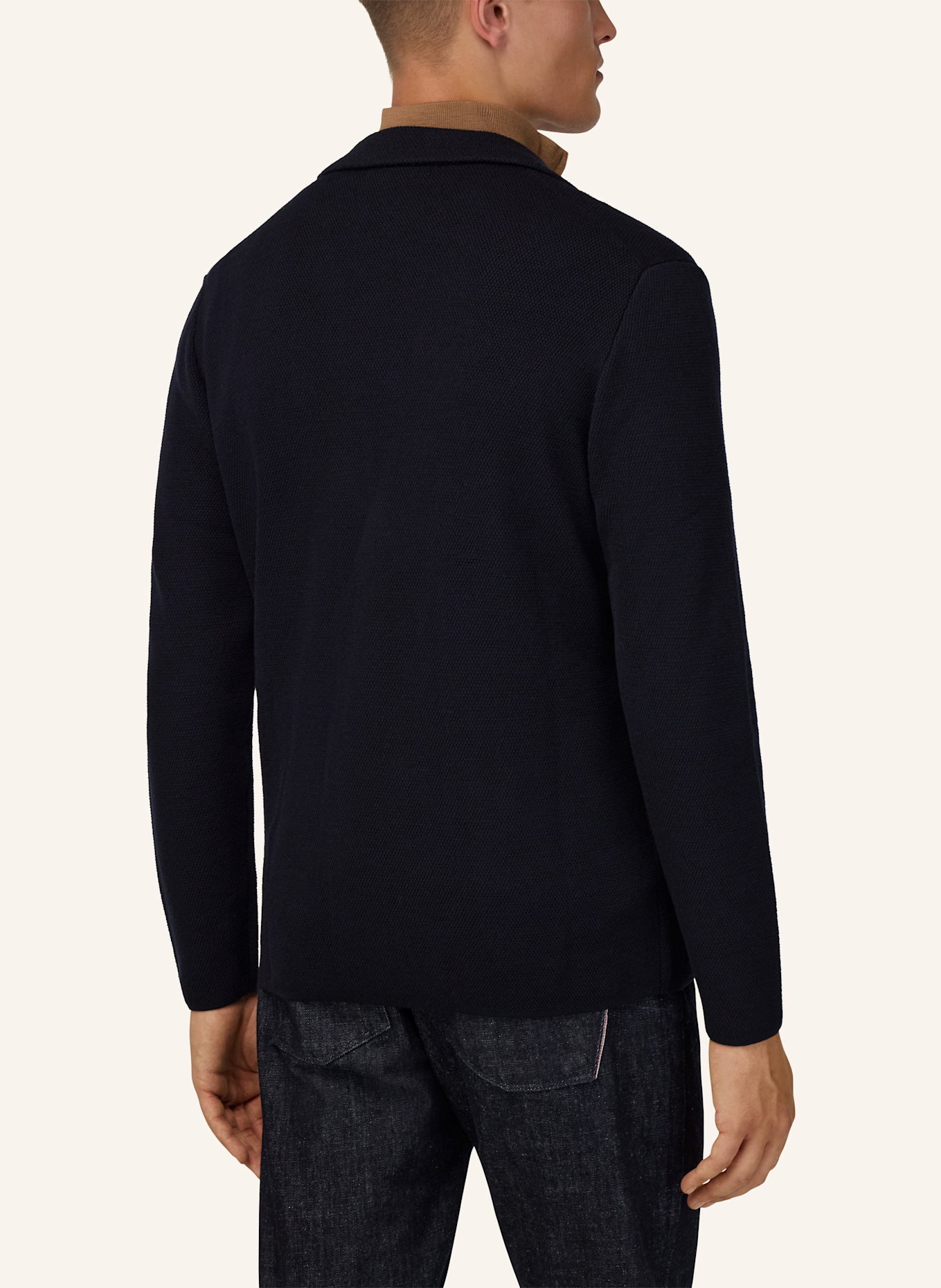 BOGGI MILANO Merino Wool Double-Breasted Jacket: BLAU