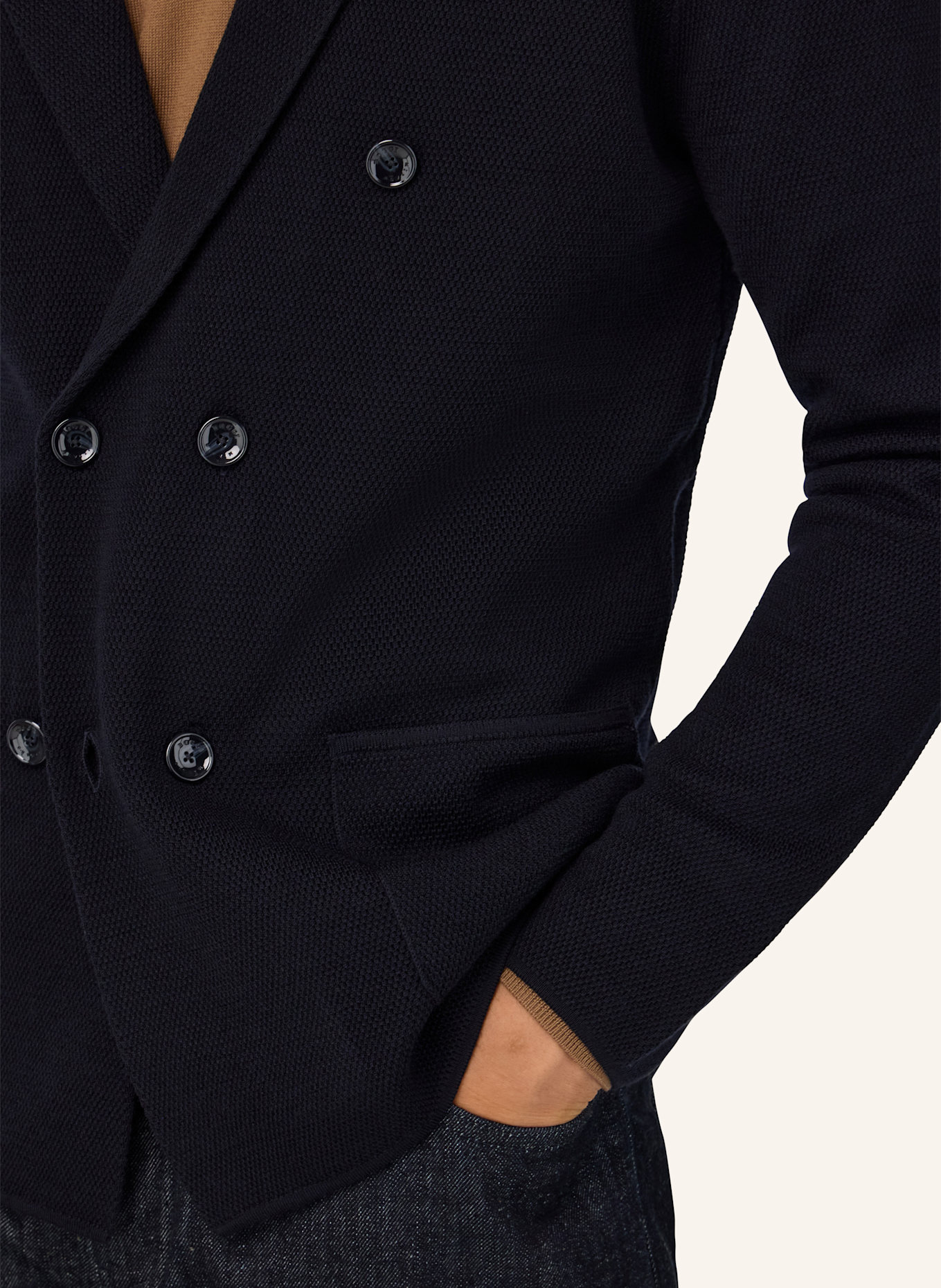 BOGGI MILANO Merino Wool Double-Breasted Jacket: BLAU