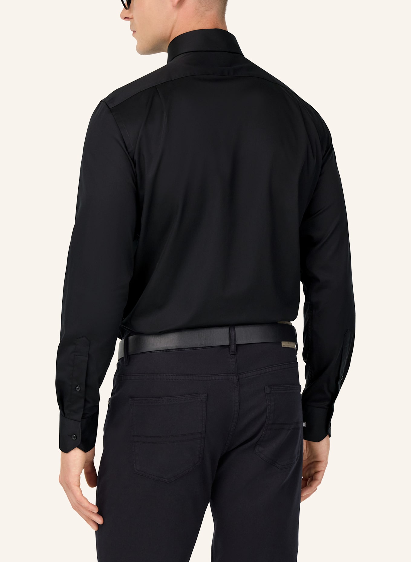 BOGGI MILANO Regular Fit Cotton Satin Shirt: SCHWARZ