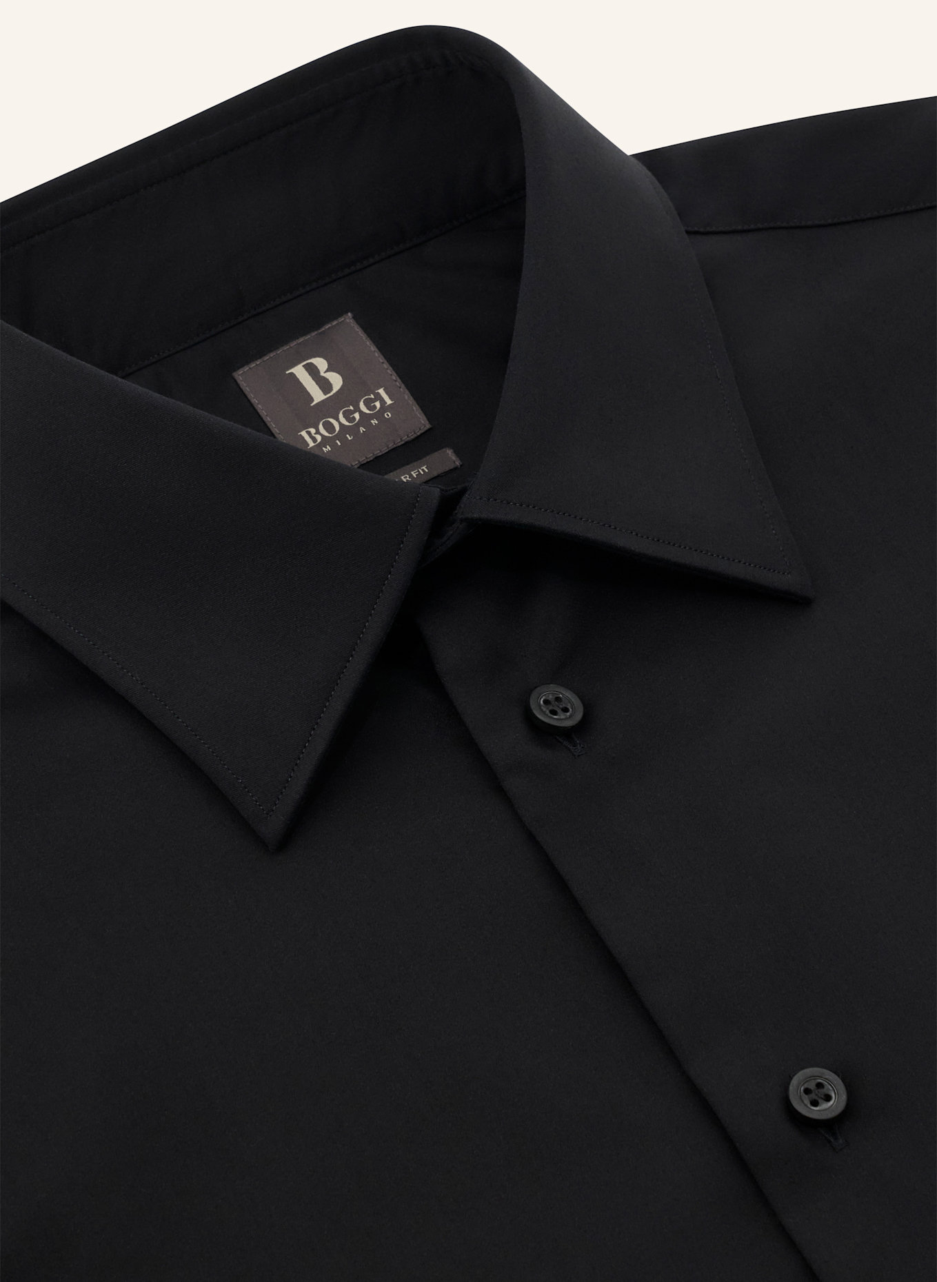 BOGGI MILANO Regular Fit Cotton Satin Shirt: SCHWARZ