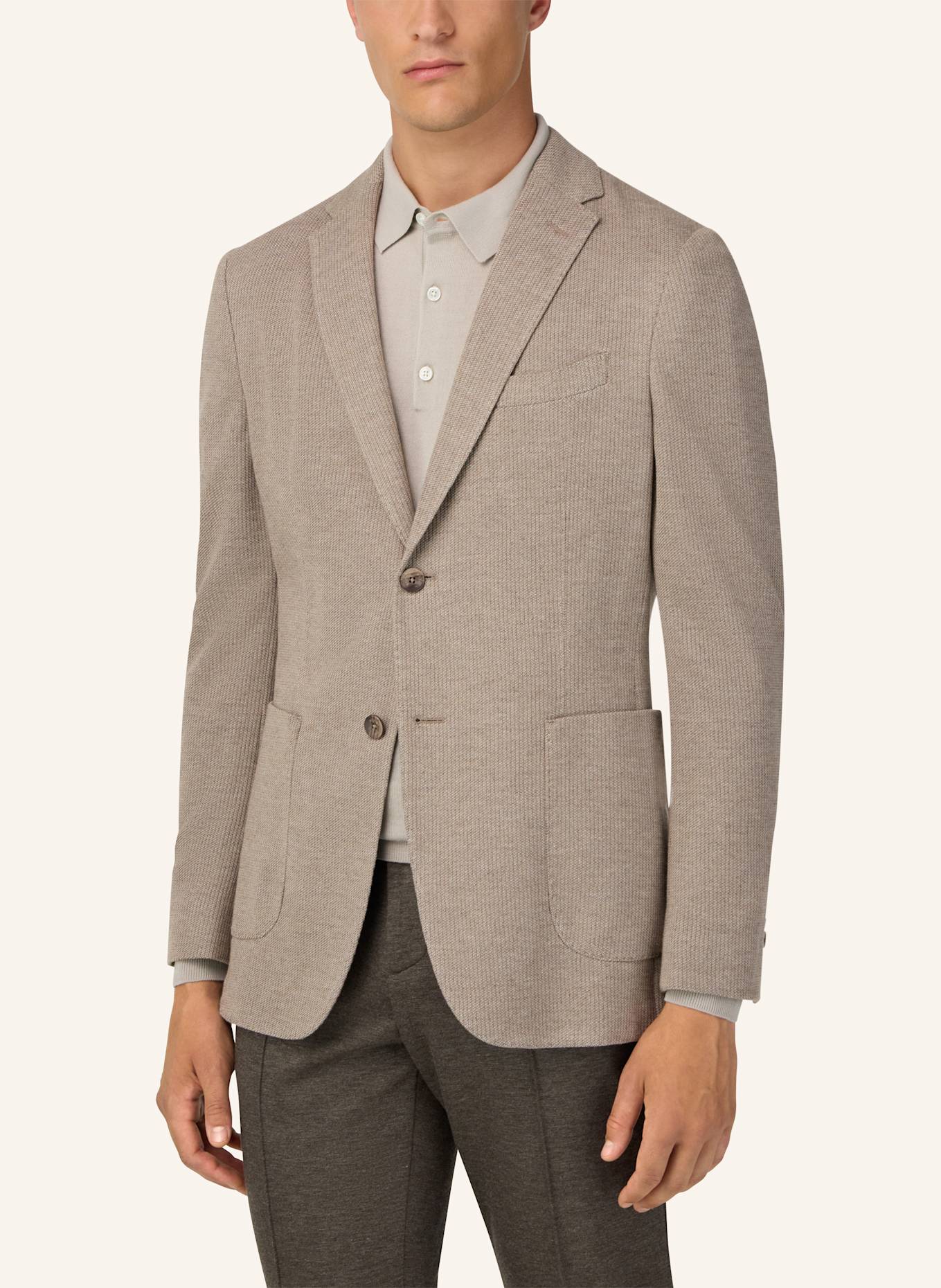 BOGGI MILANO B Jersey Micro Textured Jacket in a Cotton Blend: TAUPE