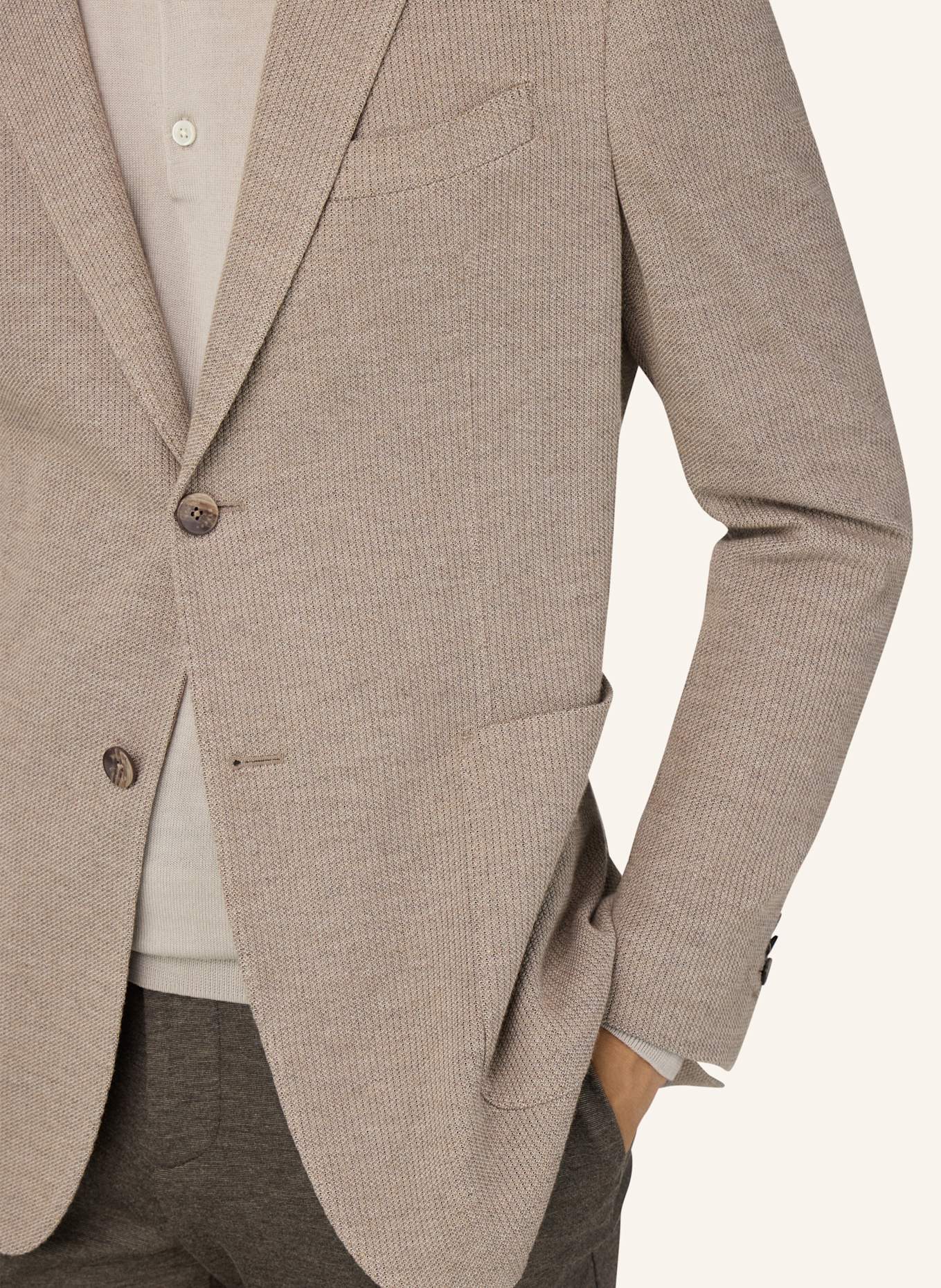 BOGGI MILANO B Jersey Micro Textured Jacket in a Cotton Blend: TAUPE
