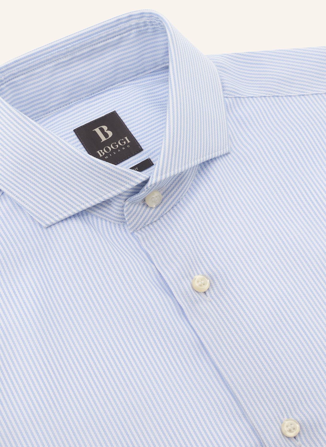 BOGGI MILANO Slim Fit Striped Cotton Shirt: HELLBLAU