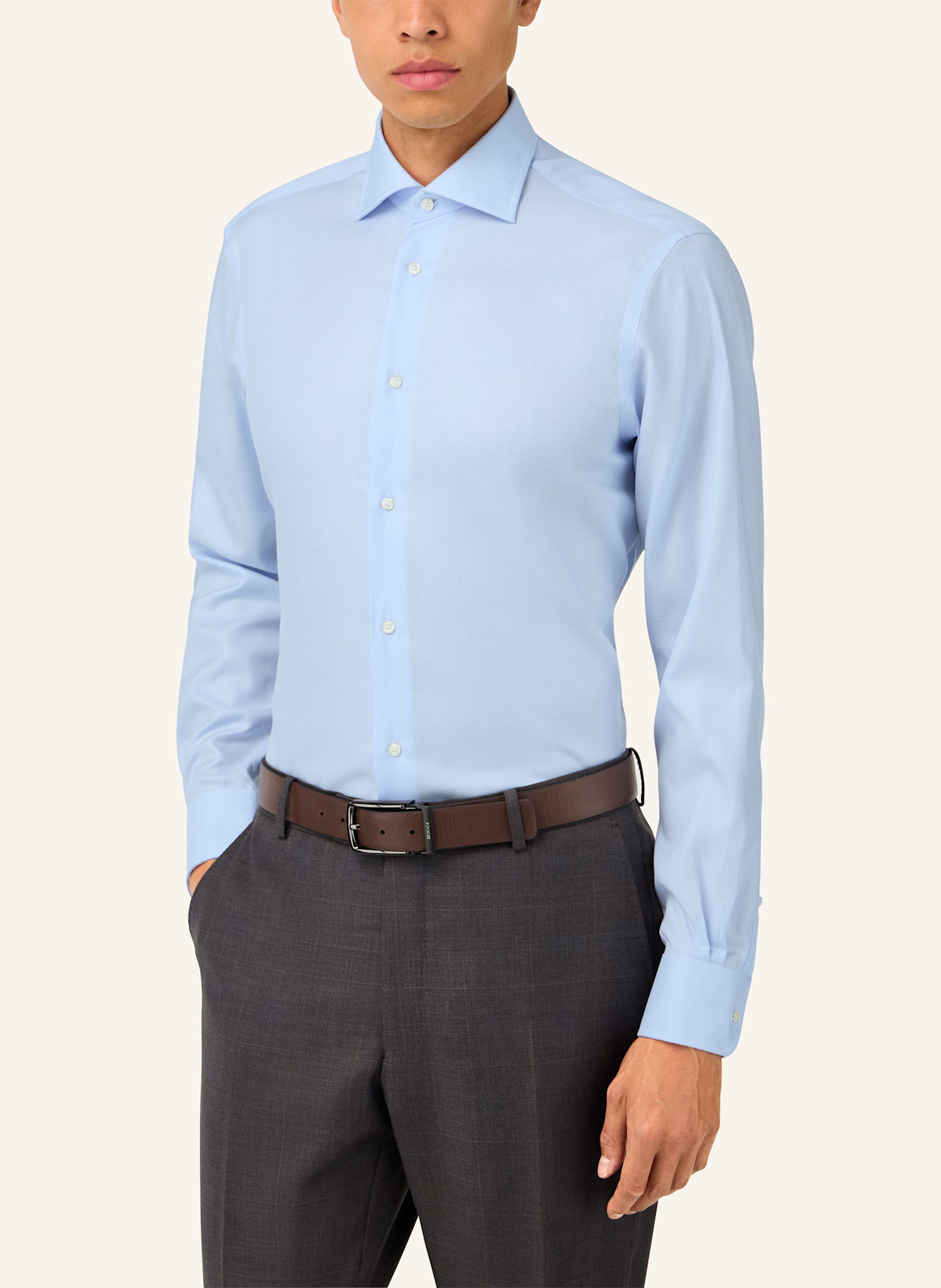 BOGGI MILANO Slim Fit Cotton Twill Shirt: HELLBLAU