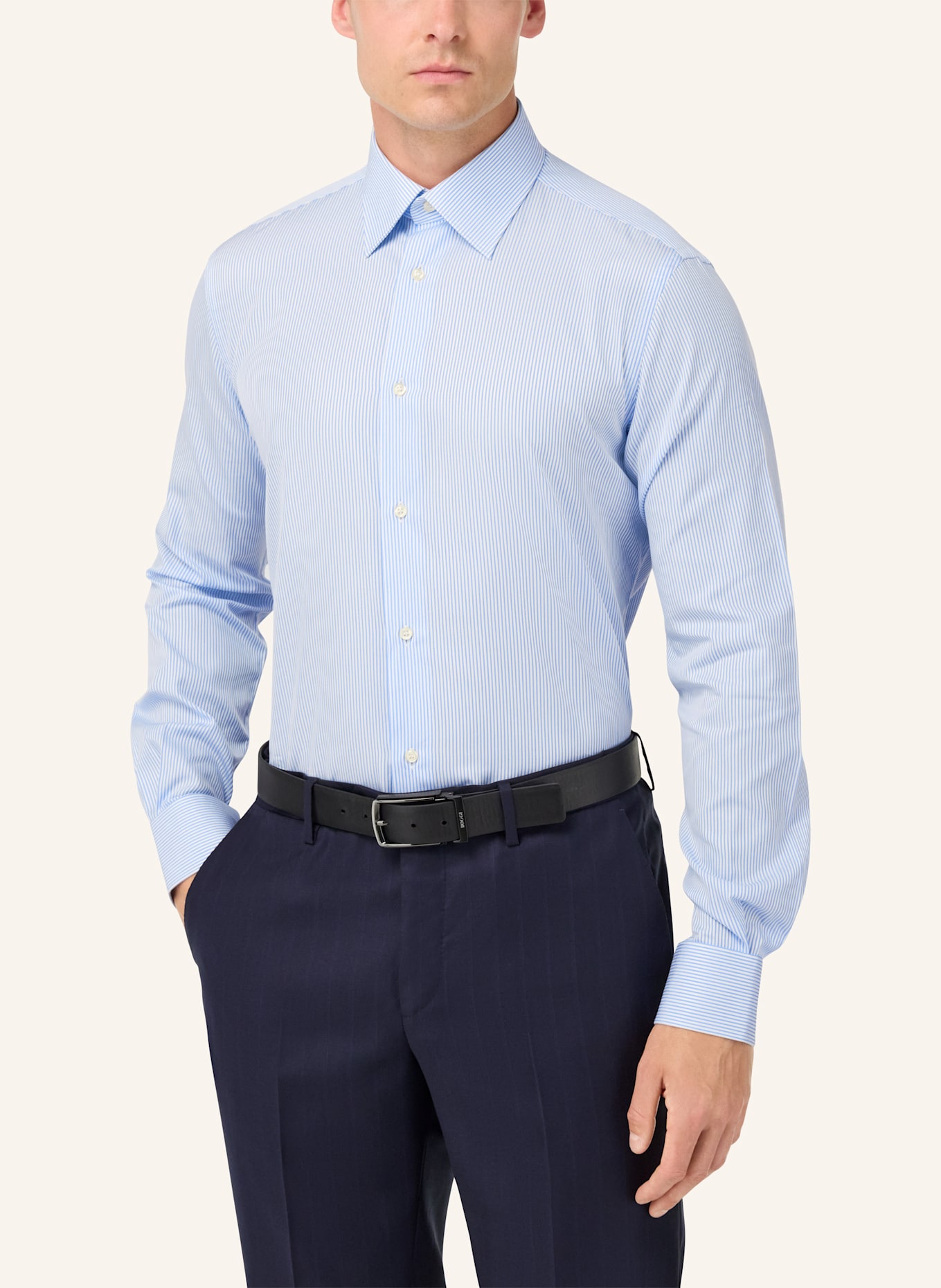 BOGGI MILANO Regular Fit Striped Cotton Shirt: HELLBLAU