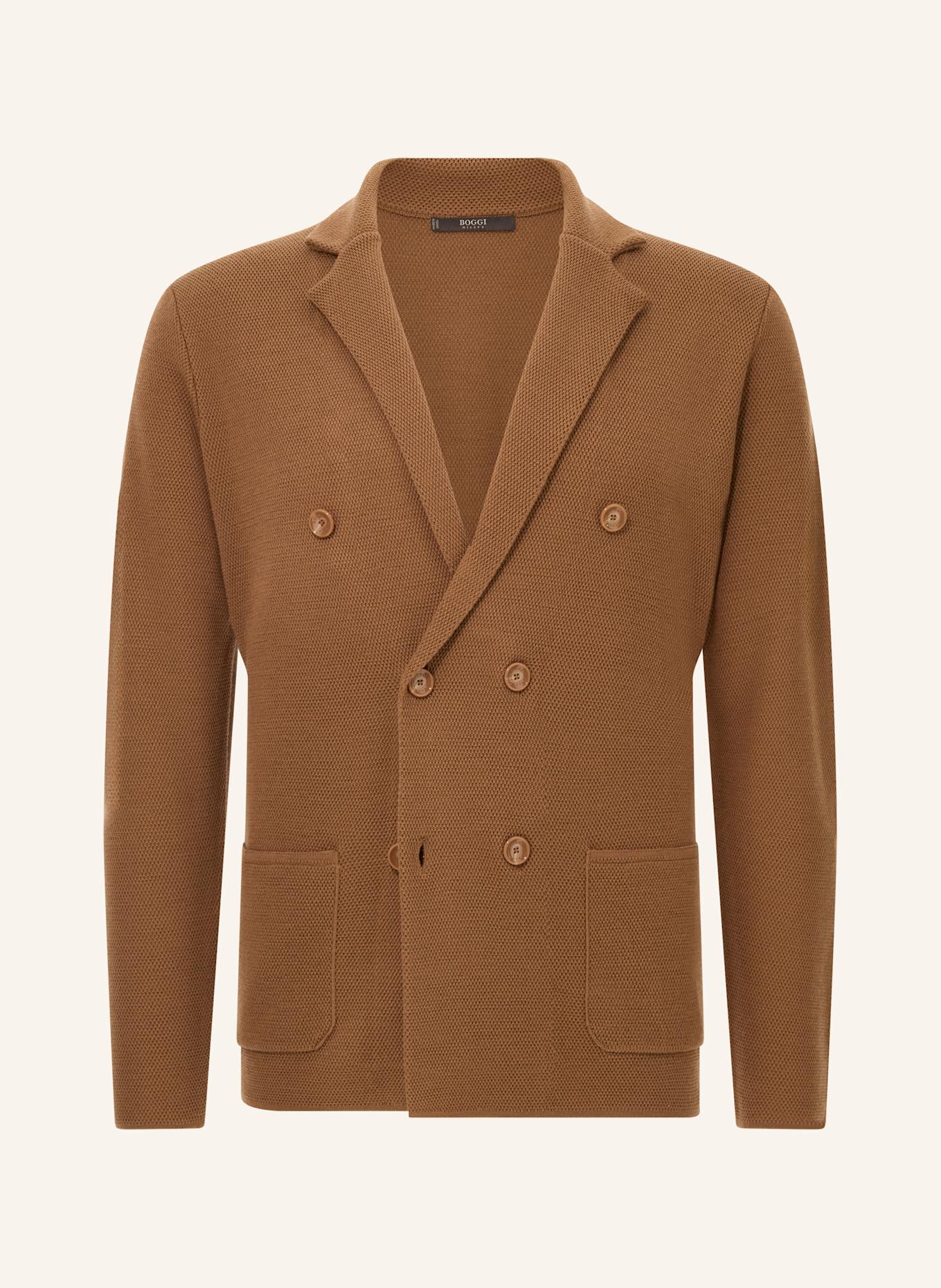 BOGGI MILANO Merino Wool Double-Breasted Jacket: BRAUN