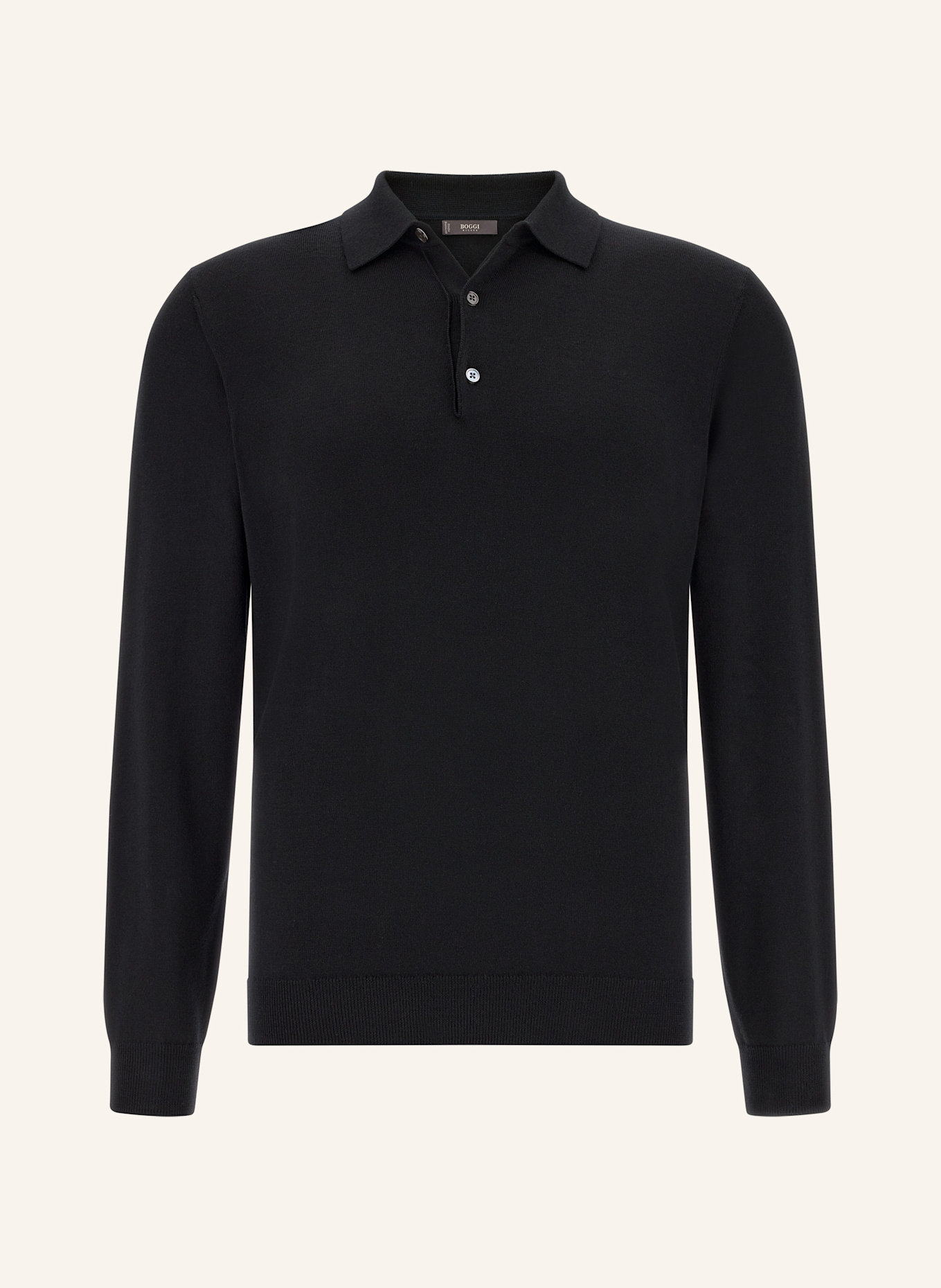 BOGGI MILANO Knitted Merino Polo Shirt: SCHWARZ