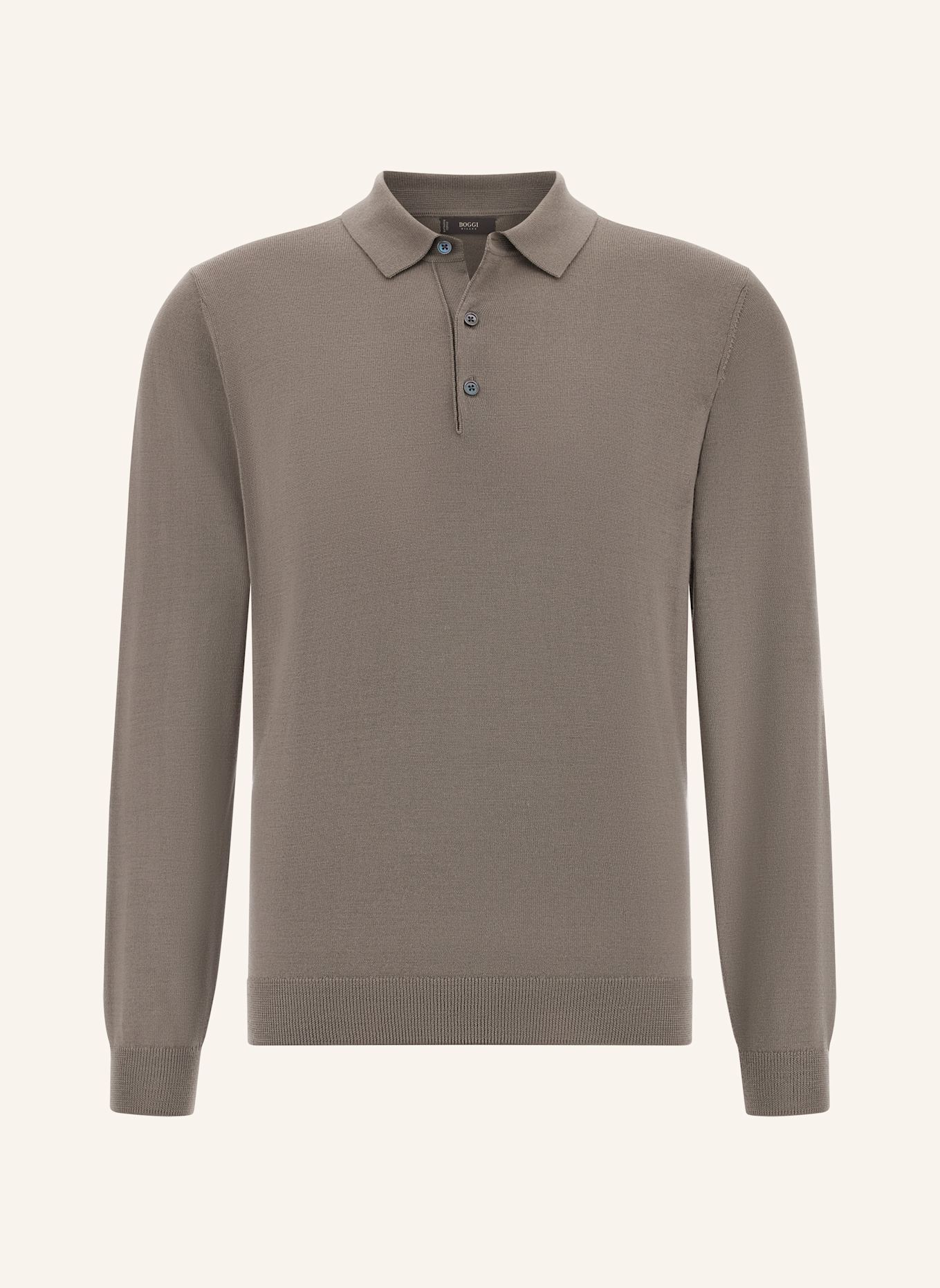 BOGGI MILANO Knitted Merino Polo Shirt: BEIGE