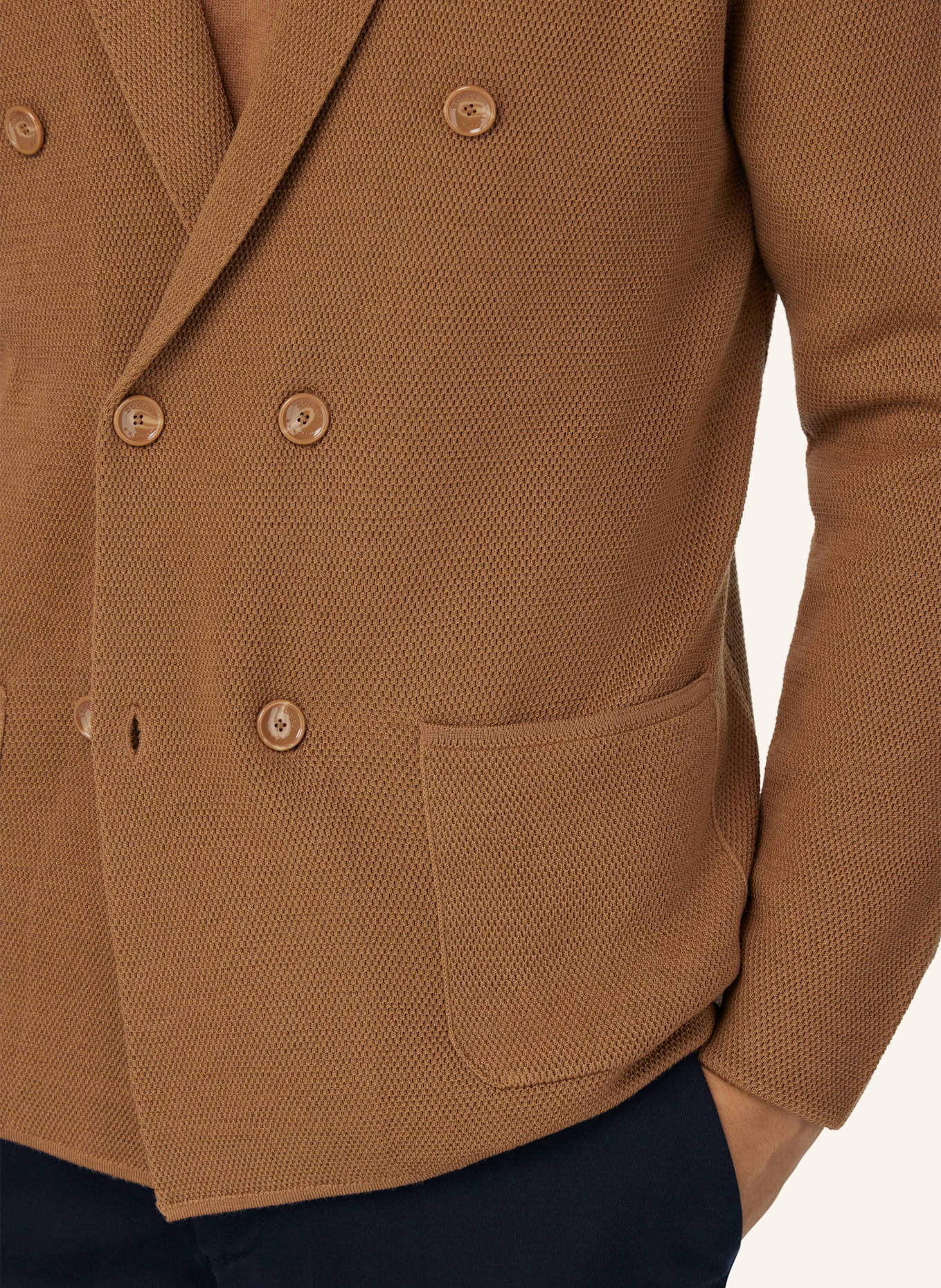BOGGI MILANO Merino Wool Double-Breasted Jacket: BRAUN