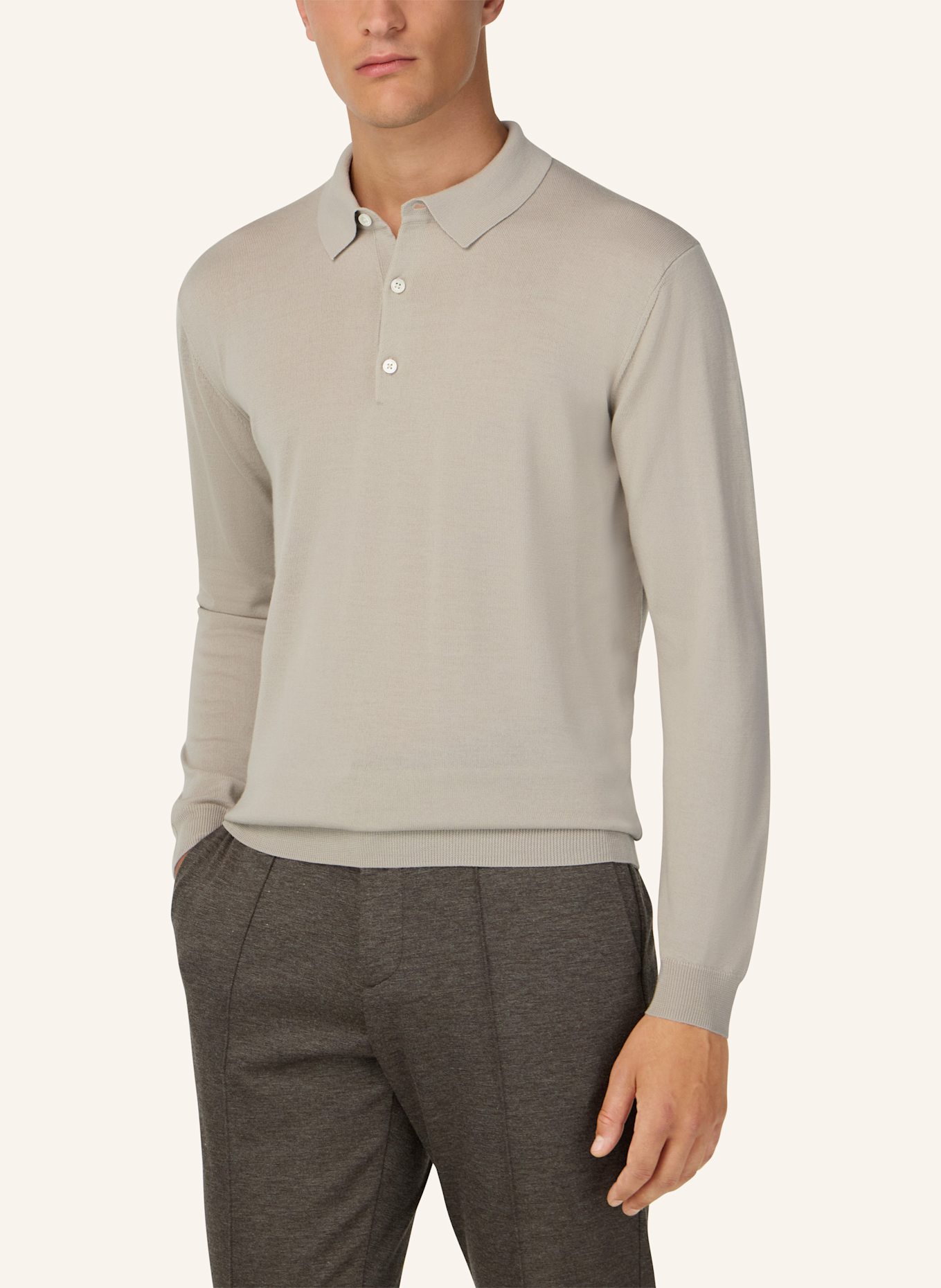 BOGGI MILANO Knitted Merino Polo Shirt: BRAUN