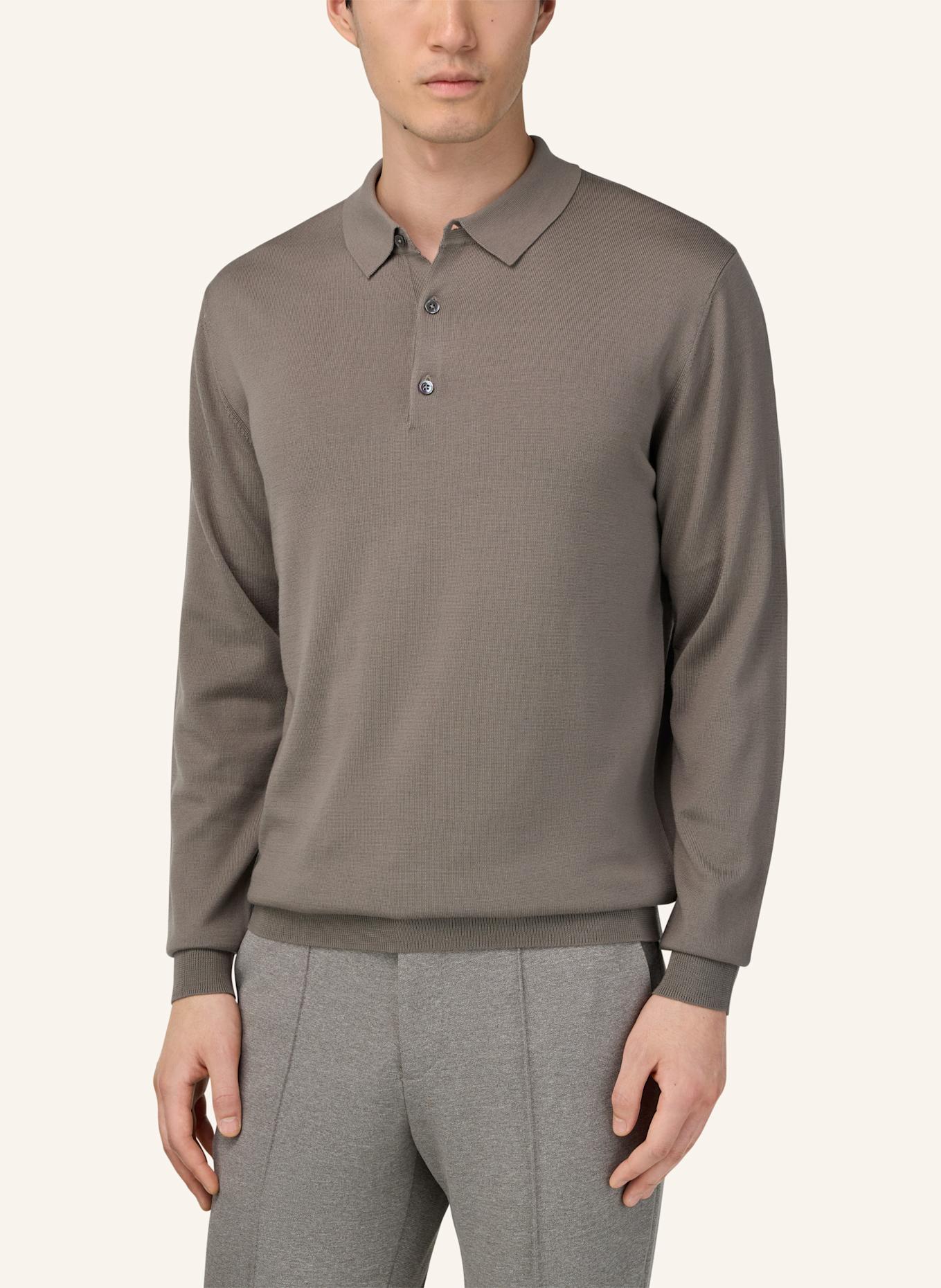 BOGGI MILANO Knitted Merino Polo Shirt: BEIGE