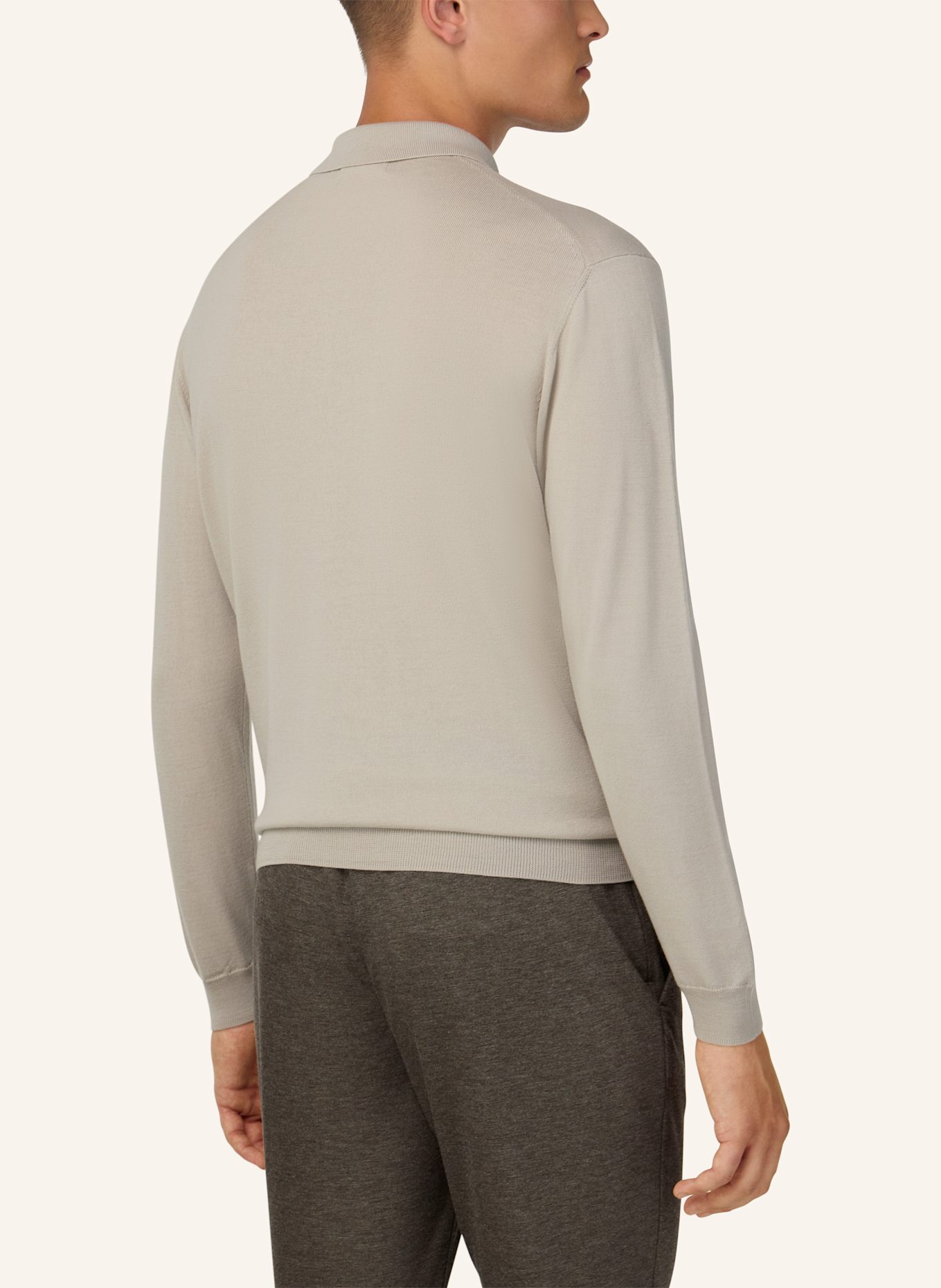 BOGGI MILANO Knitted Merino Polo Shirt: BRAUN