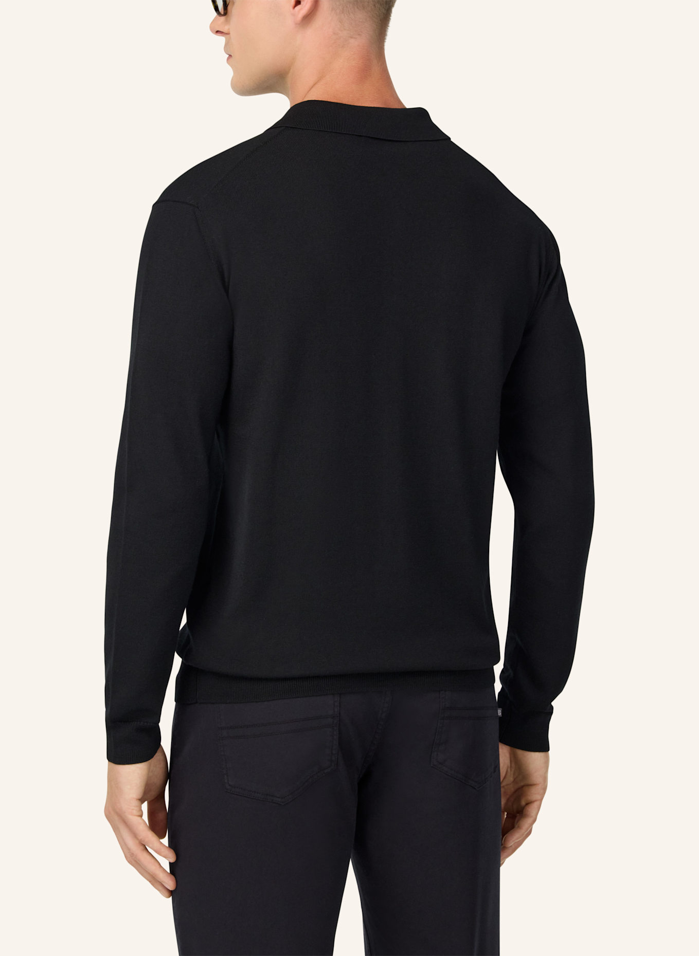 BOGGI MILANO Knitted Merino Polo Shirt: SCHWARZ