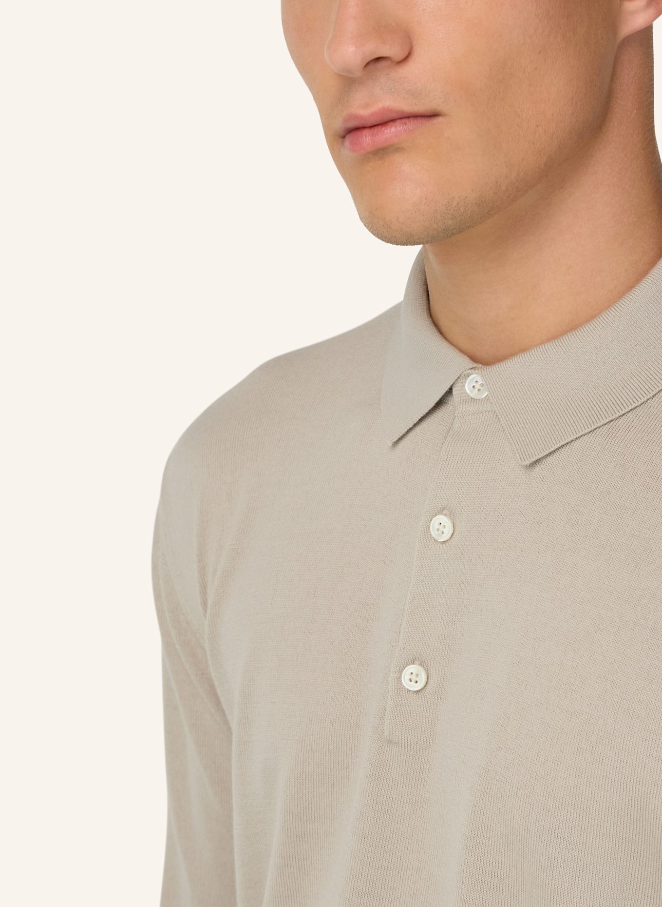 BOGGI MILANO Knitted Merino Polo Shirt: BRAUN