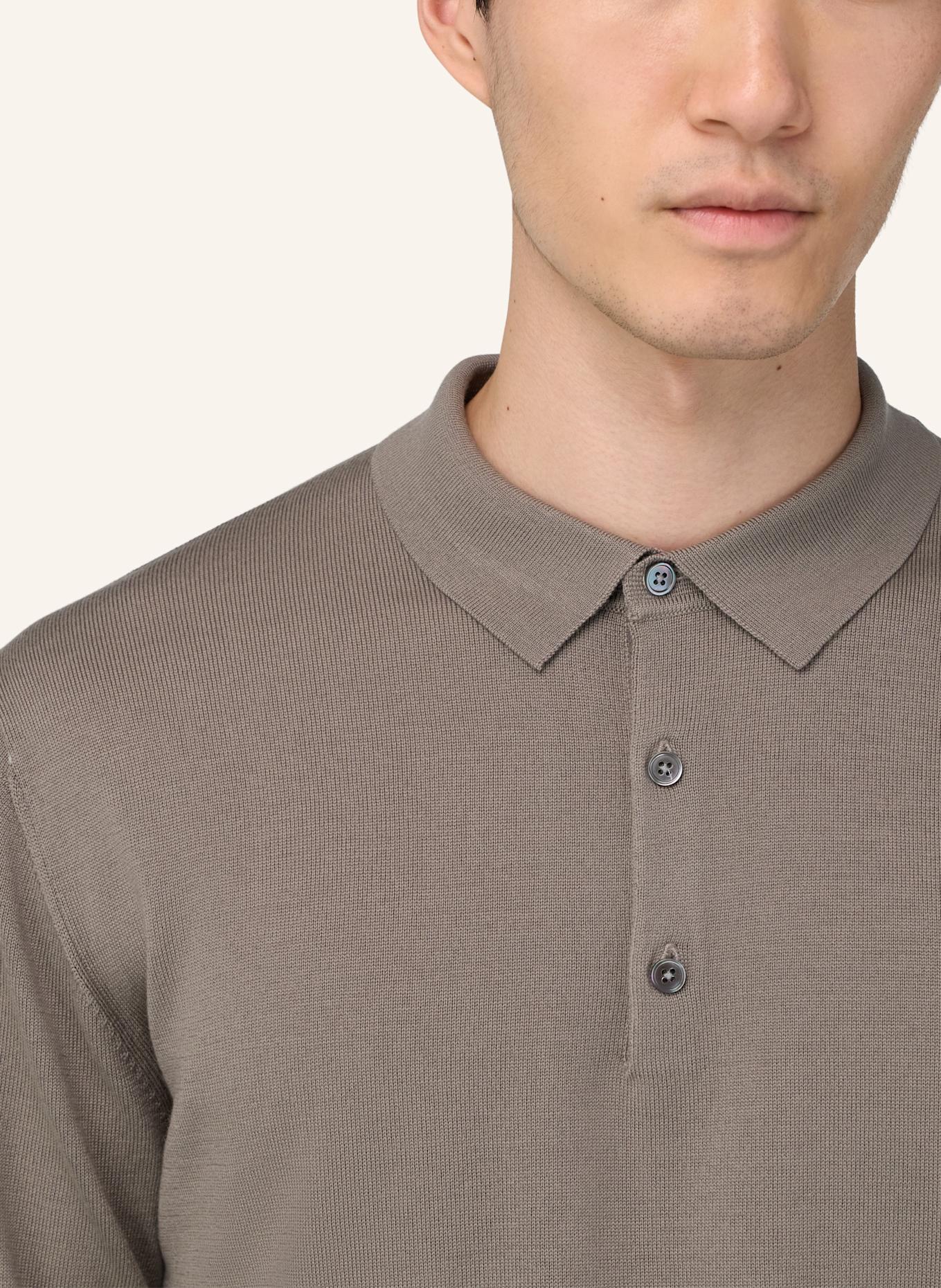 BOGGI MILANO Knitted Merino Polo Shirt: BEIGE