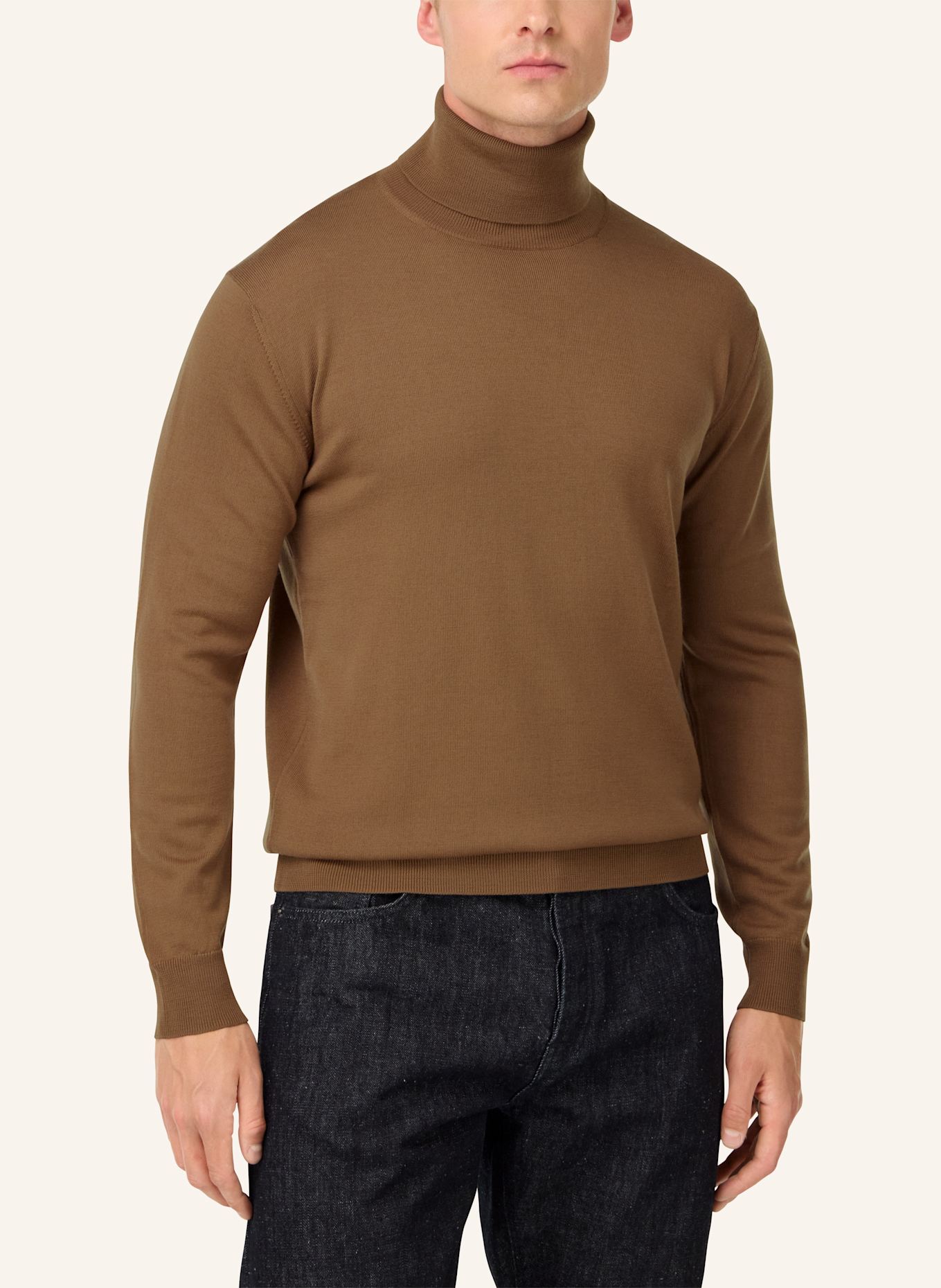 BOGGI MILANO Rollkragenpullover: BRAUN