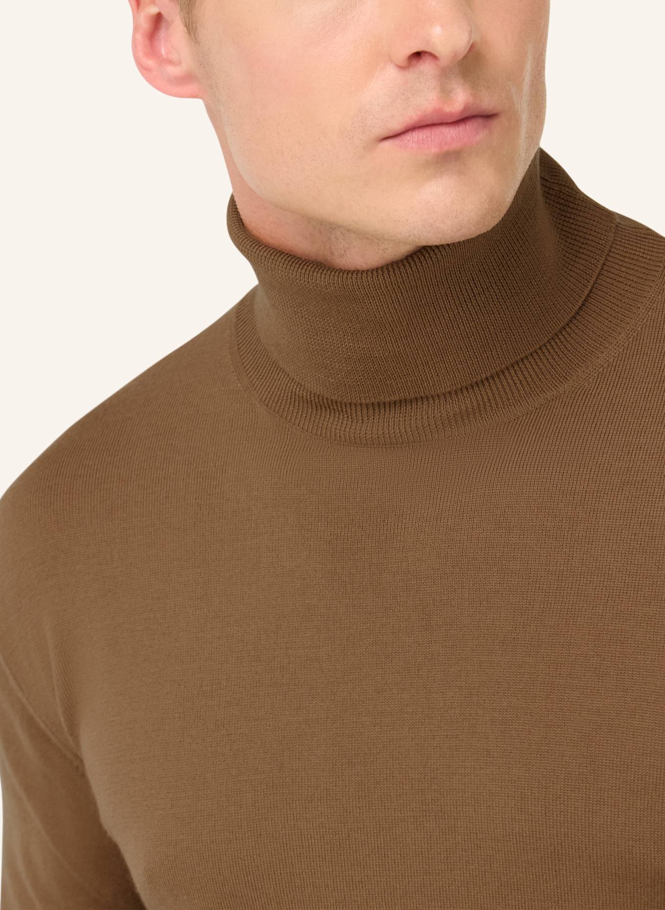 BOGGI MILANO Rollkragenpullover: BRAUN