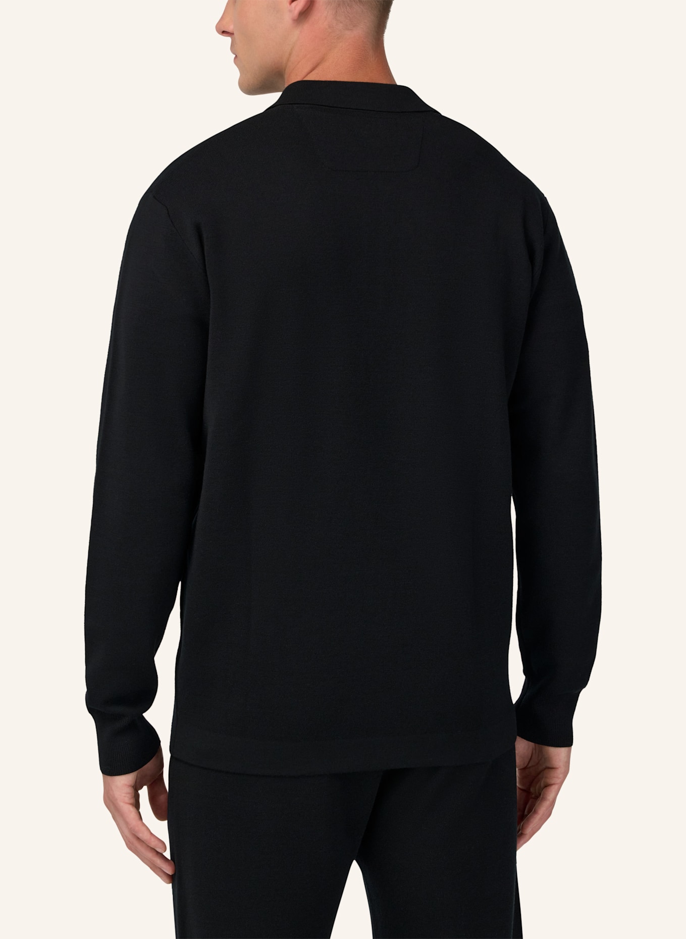 BOGGI MILANO Knitted Polo Shirt in Superfine Merino Wool: SCHWARZ