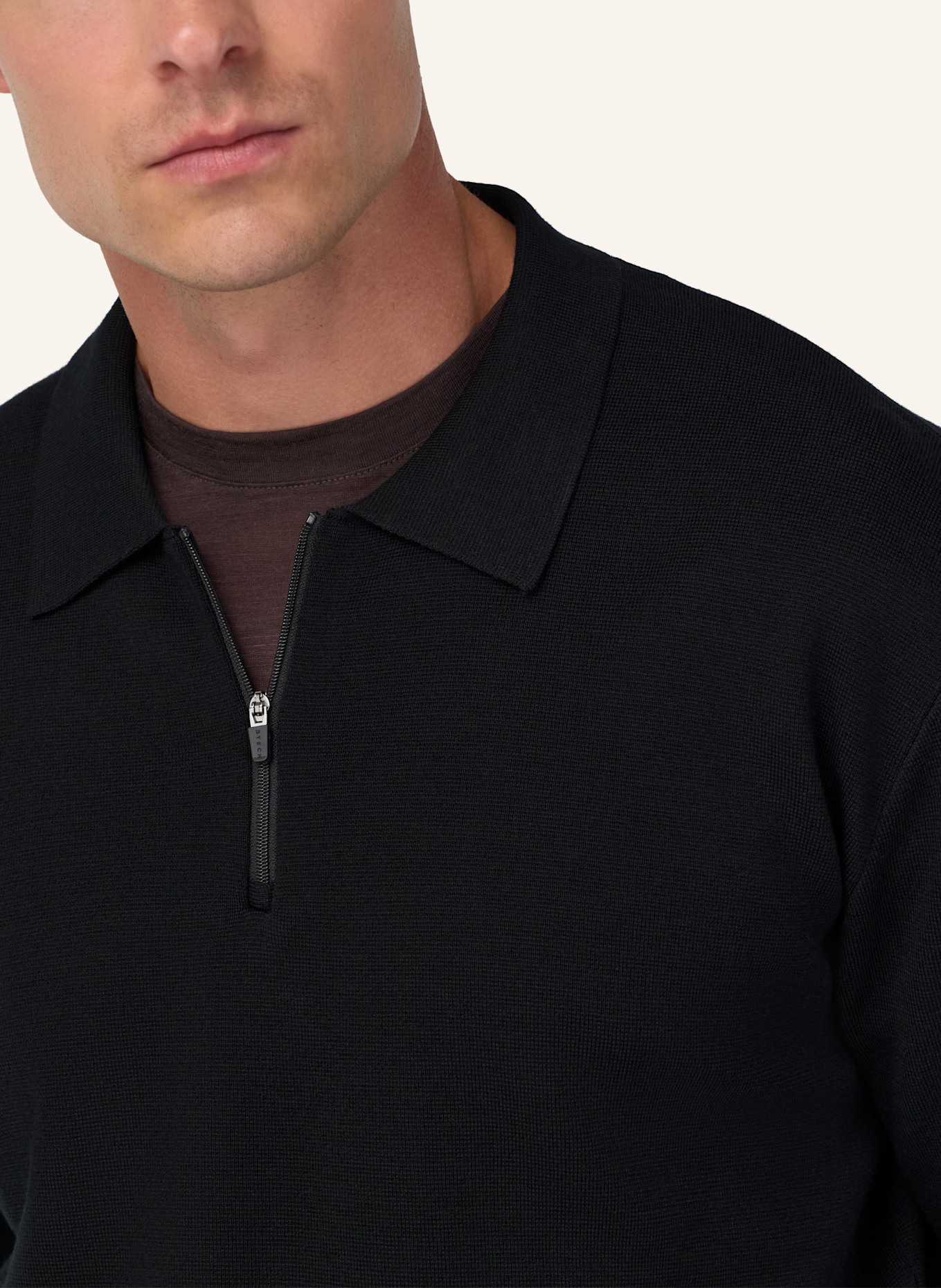 BOGGI MILANO Knitted Polo Shirt in Superfine Merino Wool: SCHWARZ