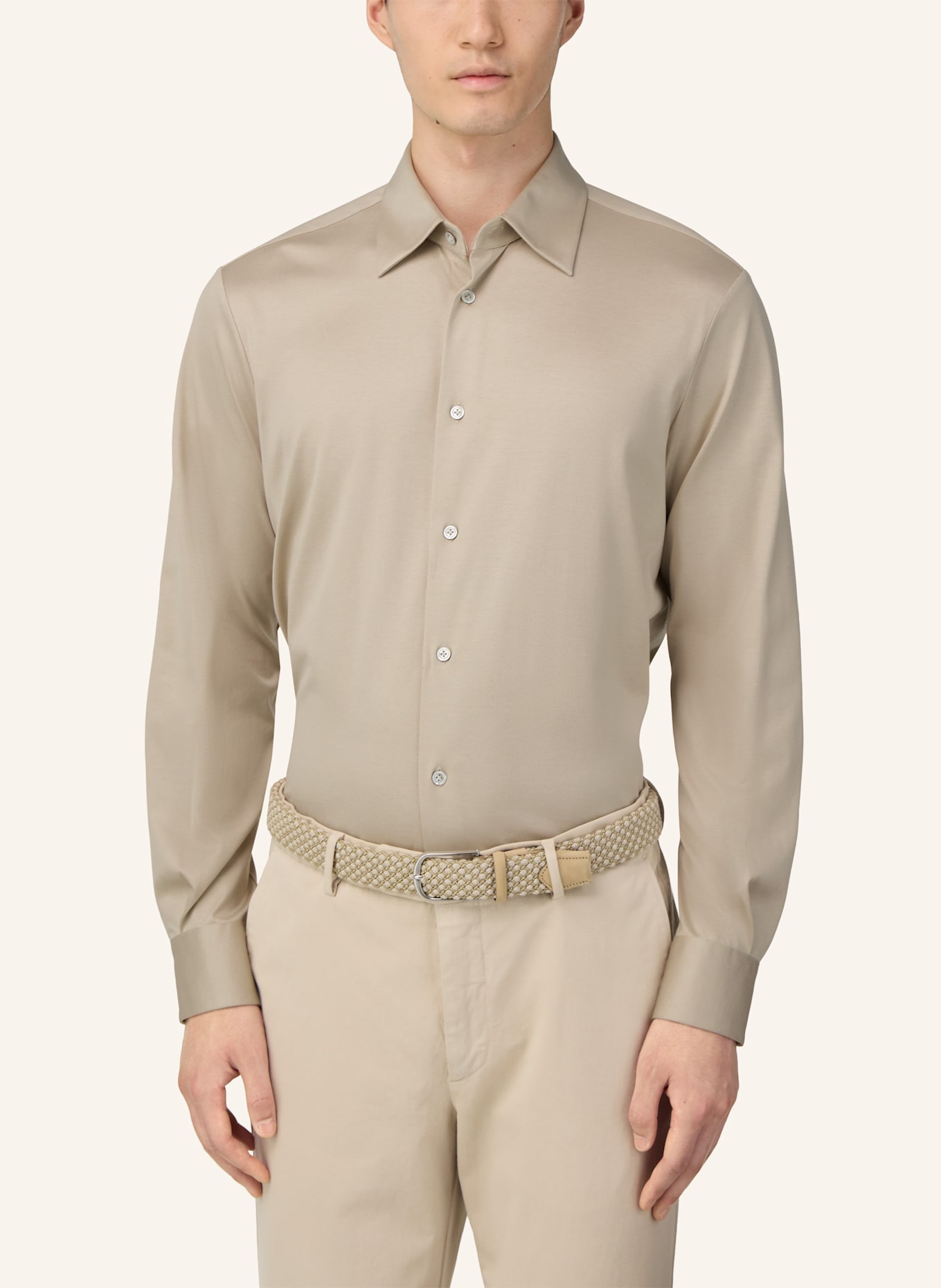 BOGGI MILANO Jerseyhemd Regular Fit: BRAUN