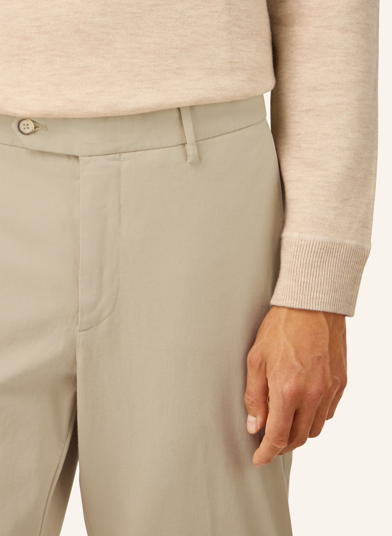 BOGGI MILANO Stretch Cotton Trousers: BEIGE
