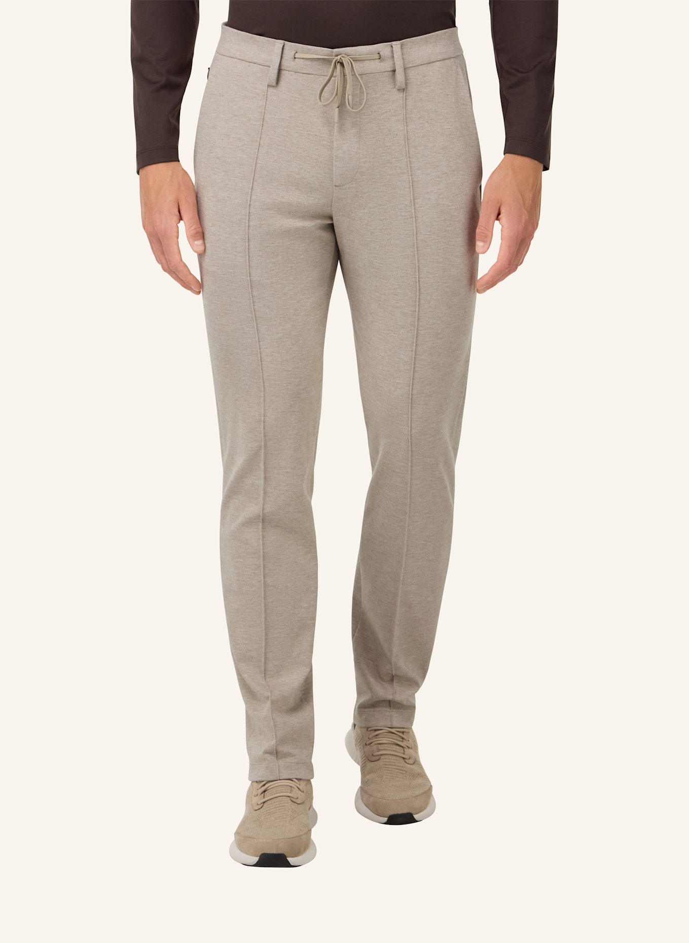 BOGGI MILANO Viscose Blend Jersey Trousers: BRAUN