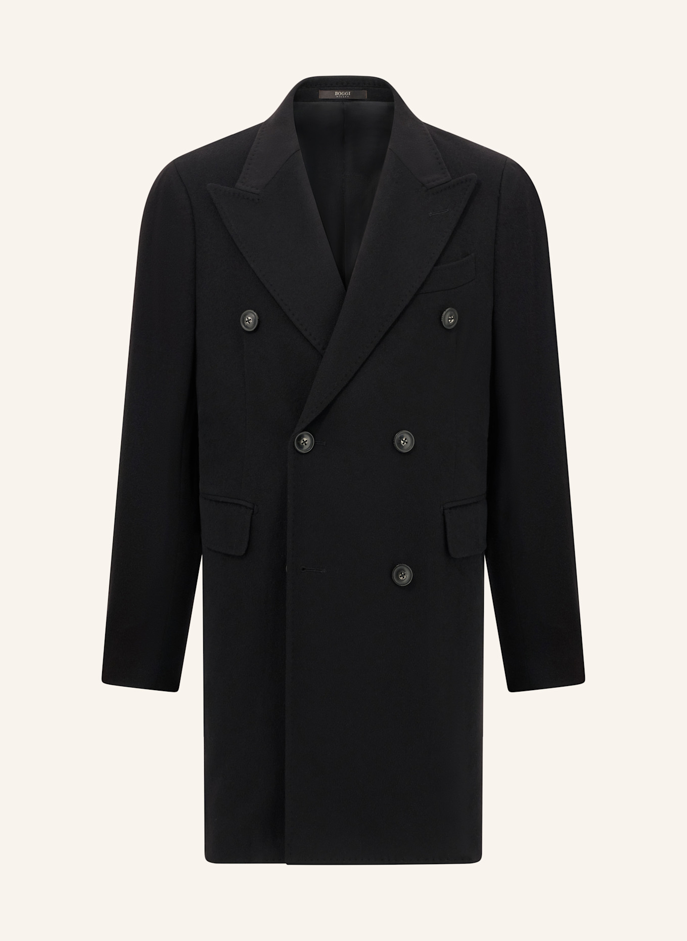BOGGI MILANO Double-Breasted Coat in Pure Cashmere.: SCHWARZ