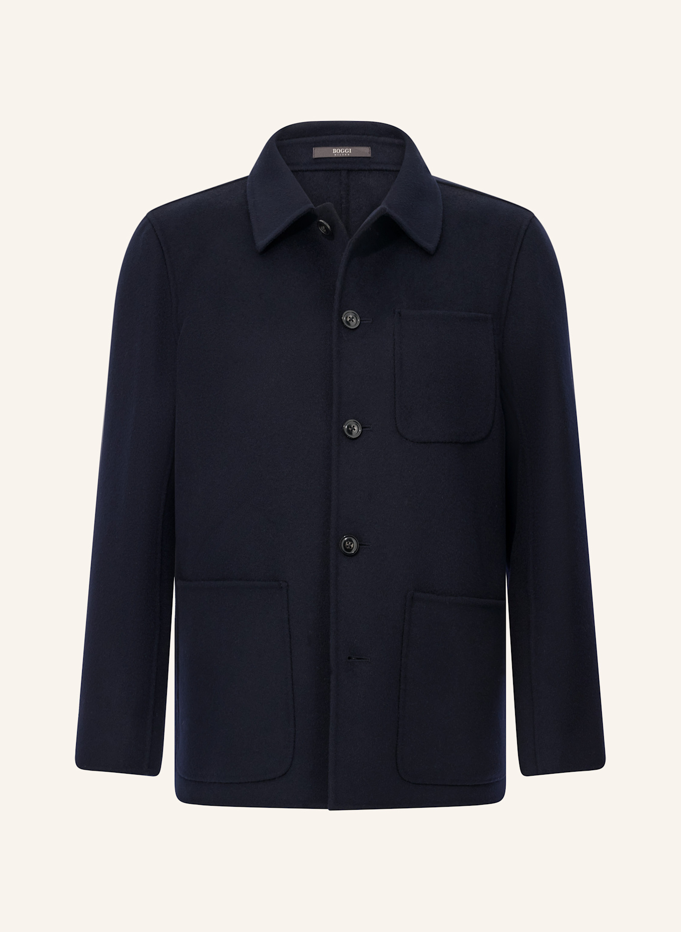 BOGGI MILANO Work Shirt Jacket in Wool: DUNKELBLAU