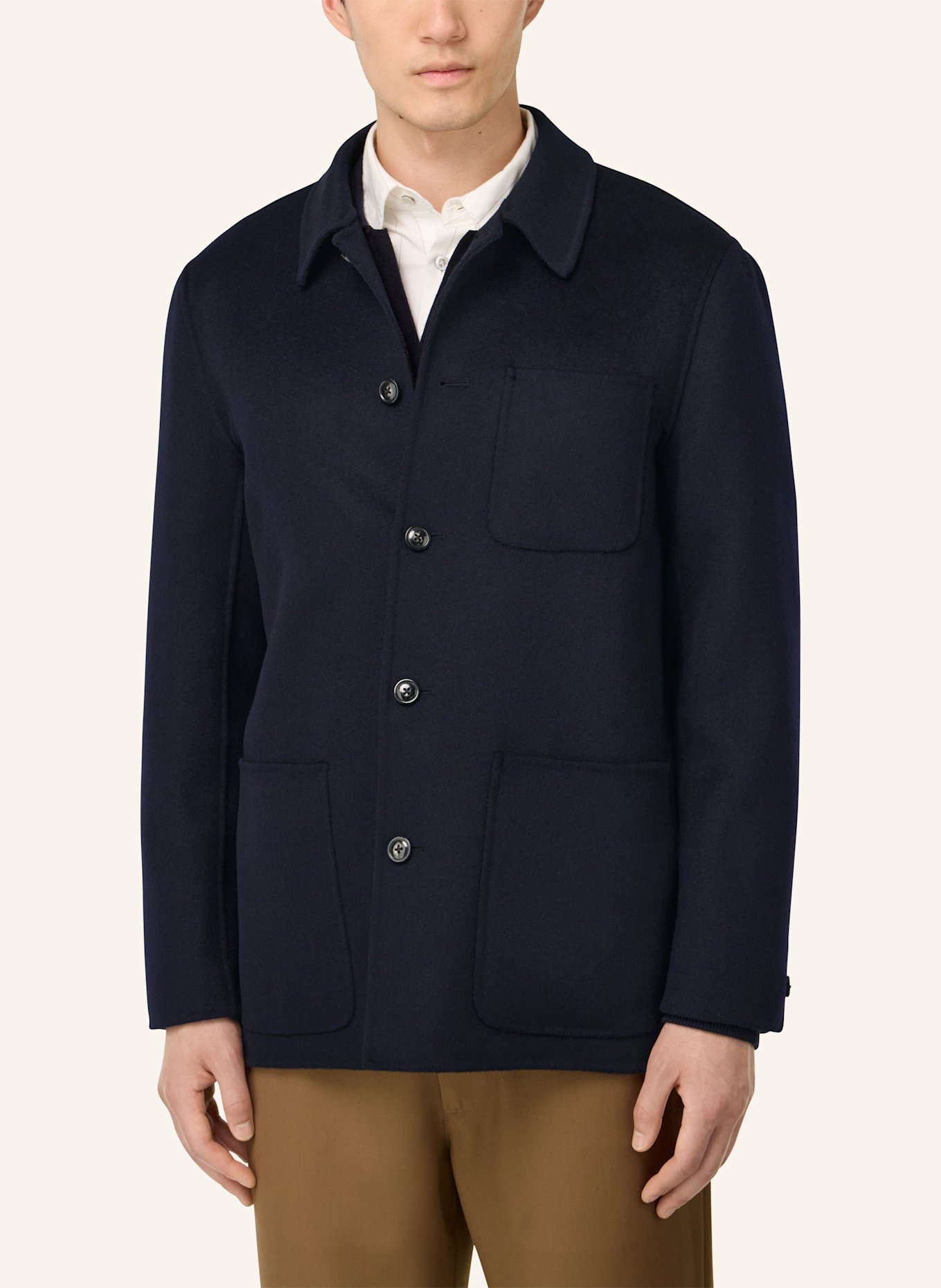 BOGGI MILANO Work Shirt Jacket in Wool: DUNKELBLAU