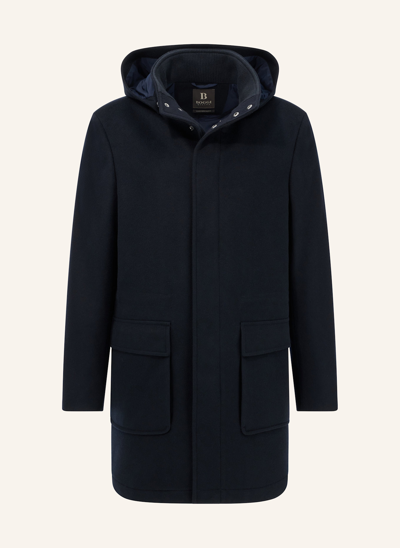 BOGGI MILANO Wool and Cashmere Padded Parka: BLAU