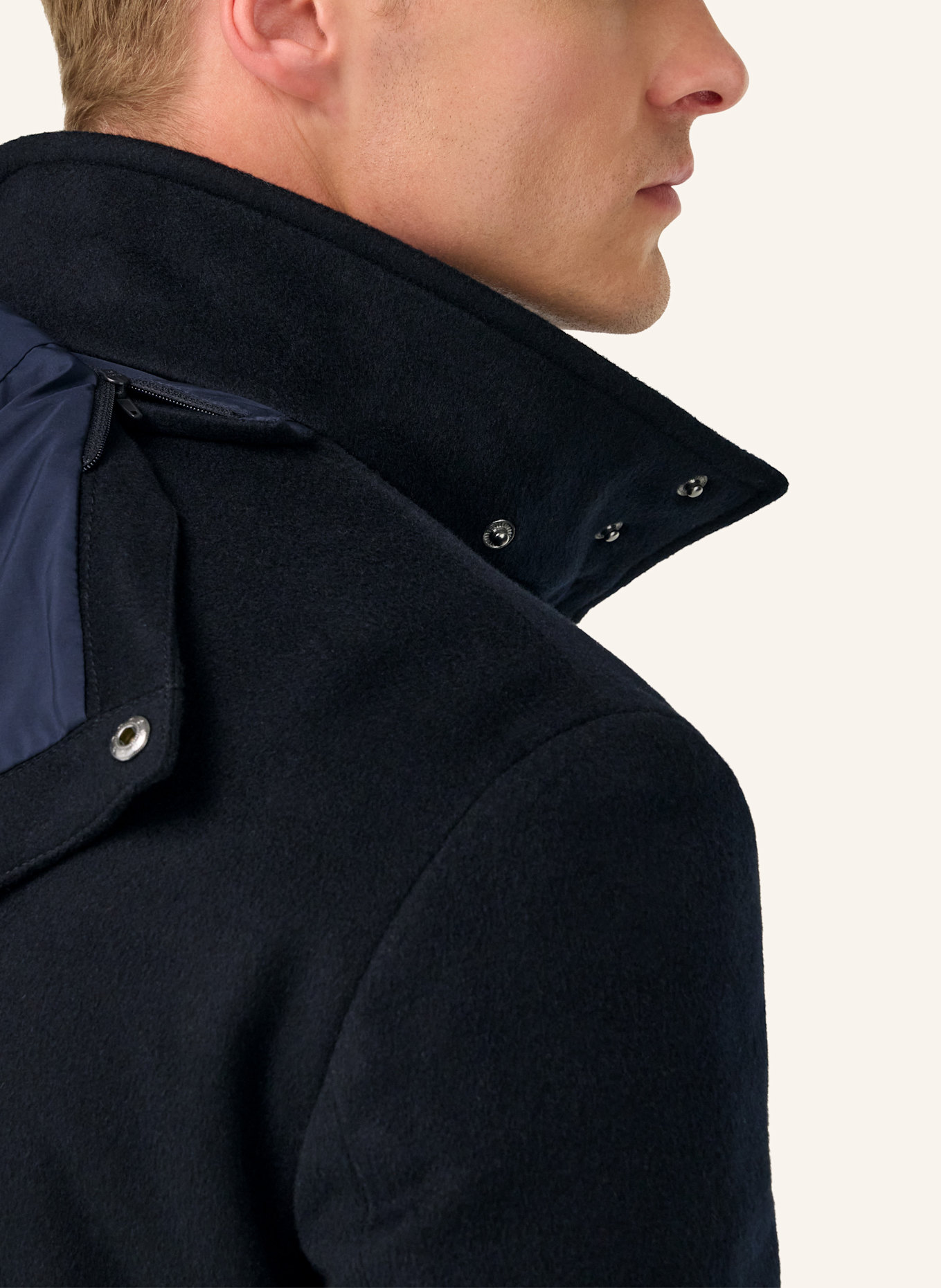 BOGGI MILANO Wool and Cashmere Padded Parka: BLAU
