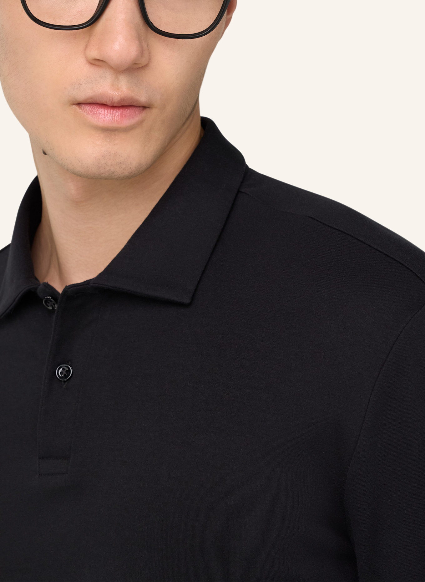 BOGGI MILANO Jersey-Poloshirt: SCHWARZ