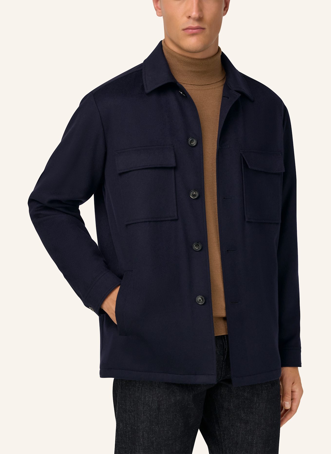 BOGGI MILANO Overjacket aus Cashmere: DUNKELBLAU