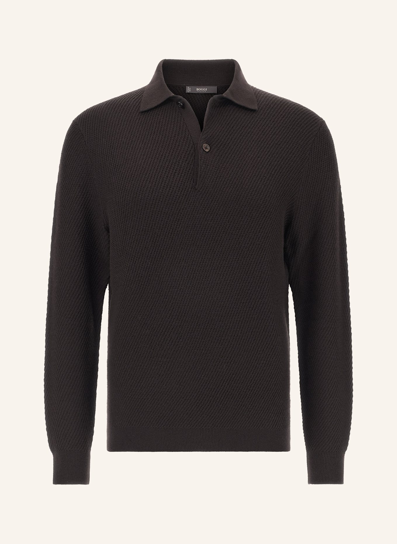 BOGGI MILANO Strick-Poloshirt: DUNKELBRAUN