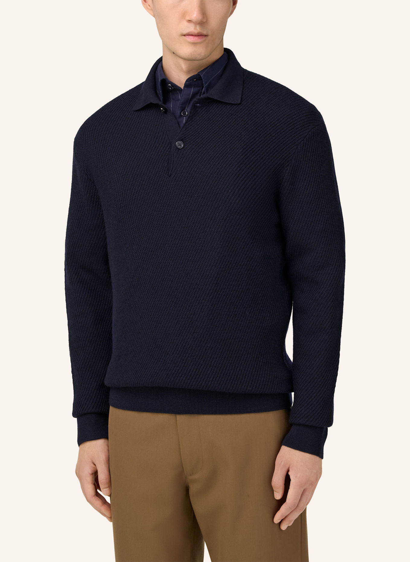 BOGGI MILANO Strick-Poloshirt: BLAU