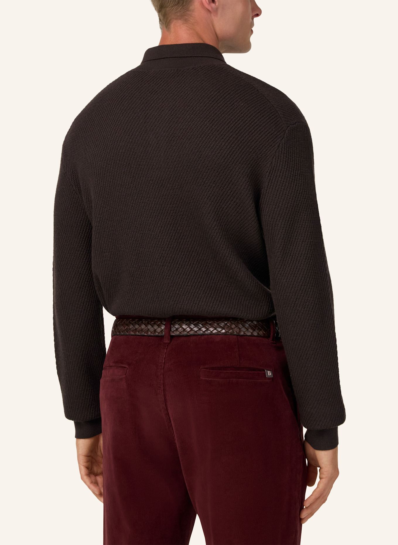BOGGI MILANO Strick-Poloshirt: DUNKELBRAUN