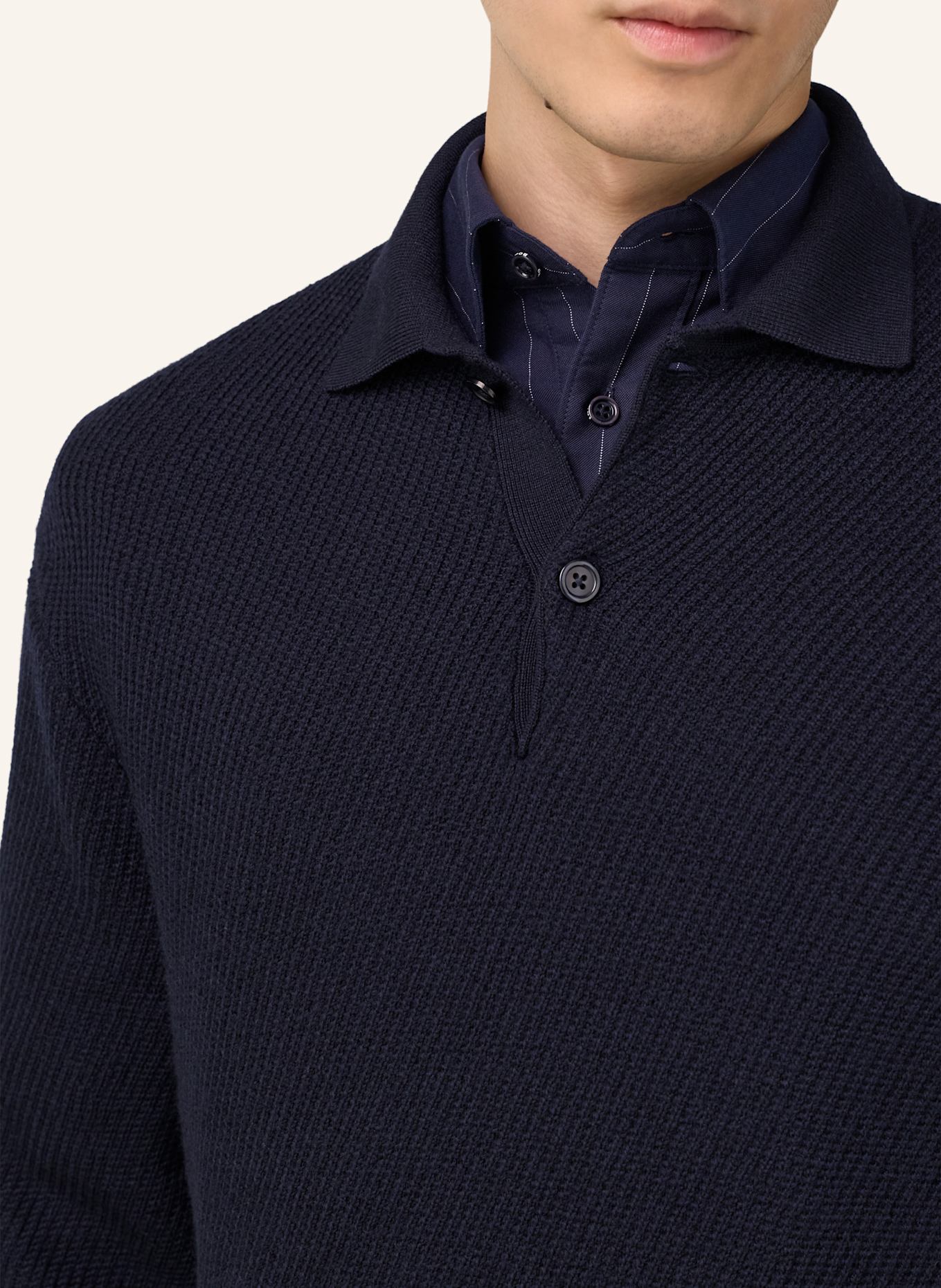 BOGGI MILANO Strick-Poloshirt: BLAU