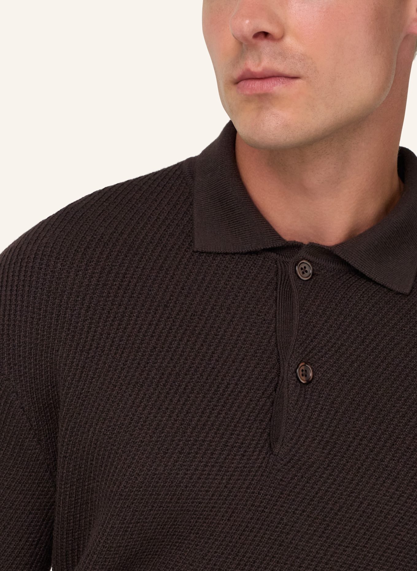 BOGGI MILANO Strick-Poloshirt: DUNKELBRAUN