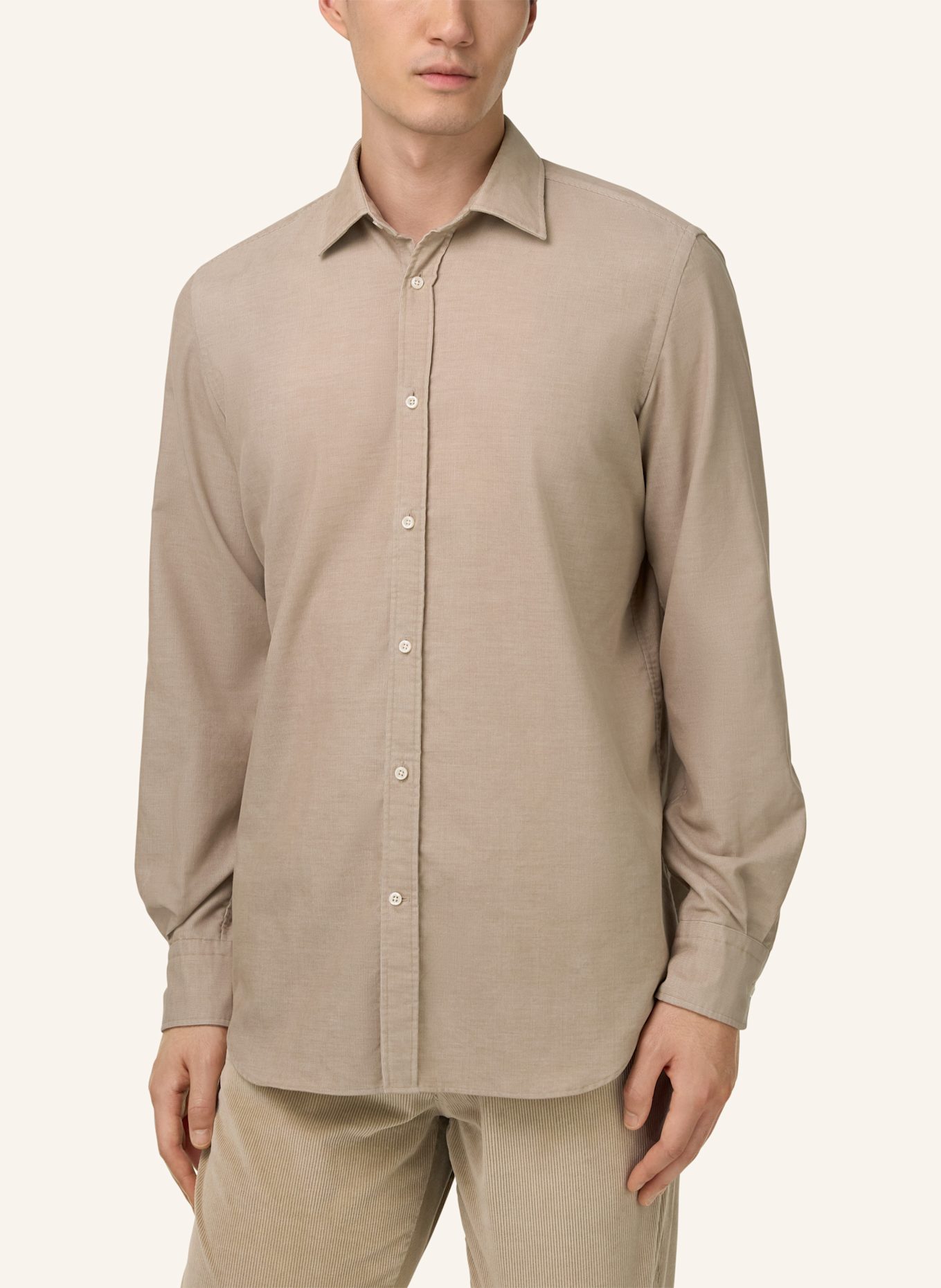 BOGGI MILANO Cordhemd Regular Fit: BEIGE